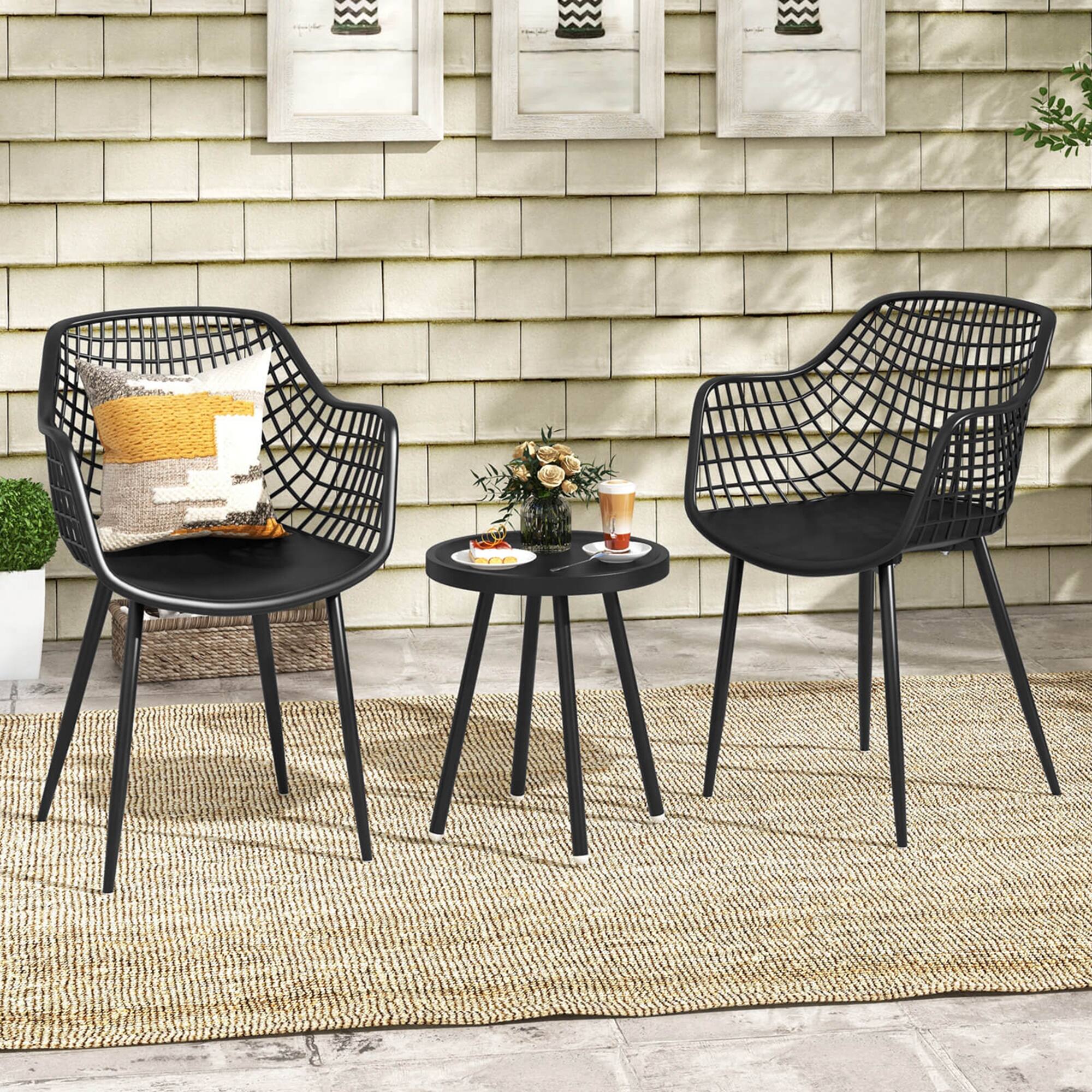 Alt View 1. Costway - 3 Piece Patio Bistro Set All Weather Heavy Duty Table and Chairs Set of 2 - Black.