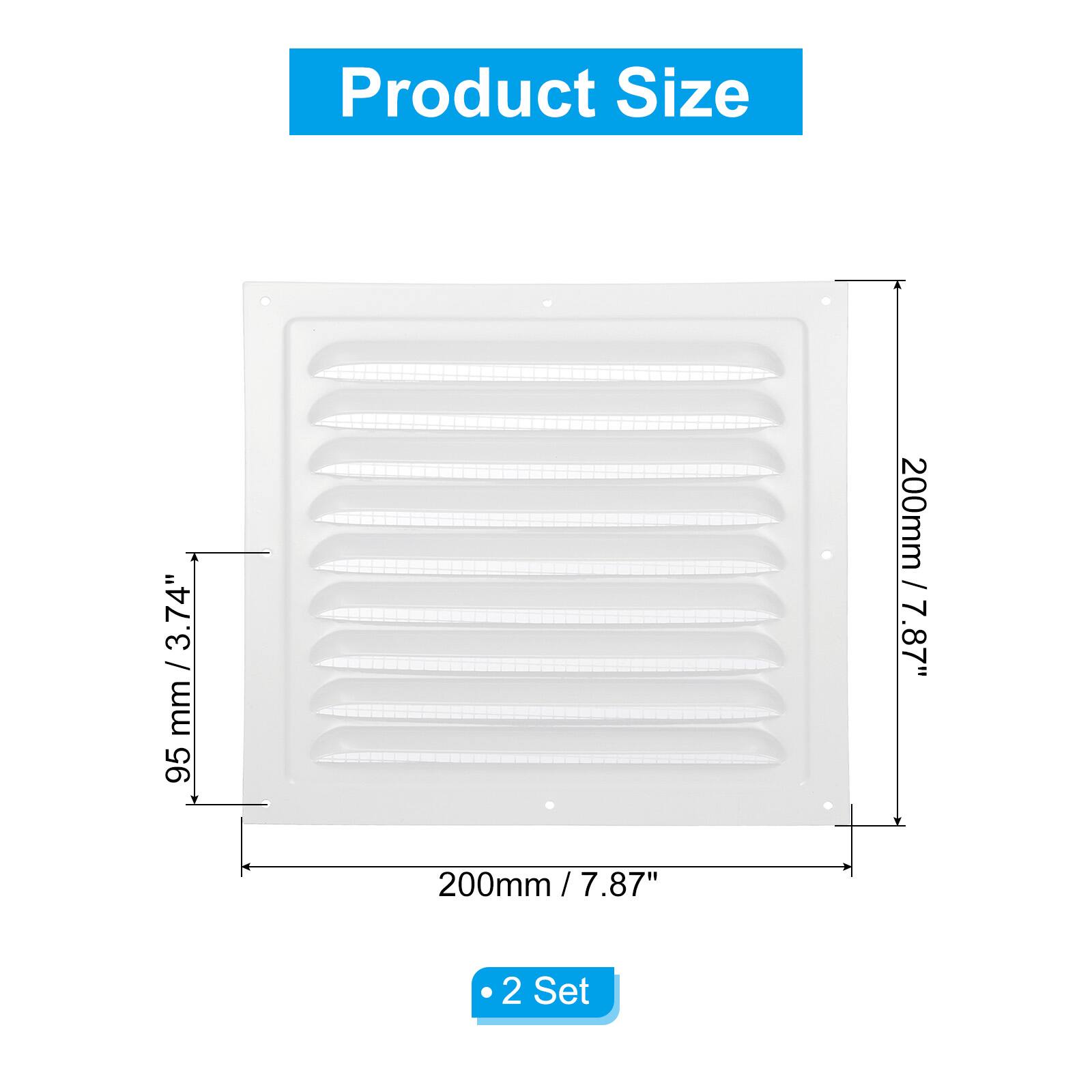 Product Size: 95 mm / 3.74" x 200 mm / 7.87"  
2 Set