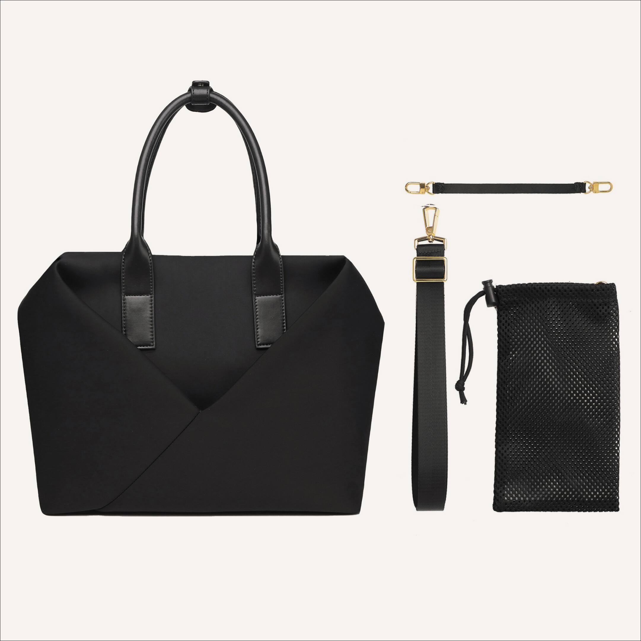Alt View 6. Lux & Nyx - Lux & Nyx Large Origami Tote 15" Laptop Work Bag - Black - Black.