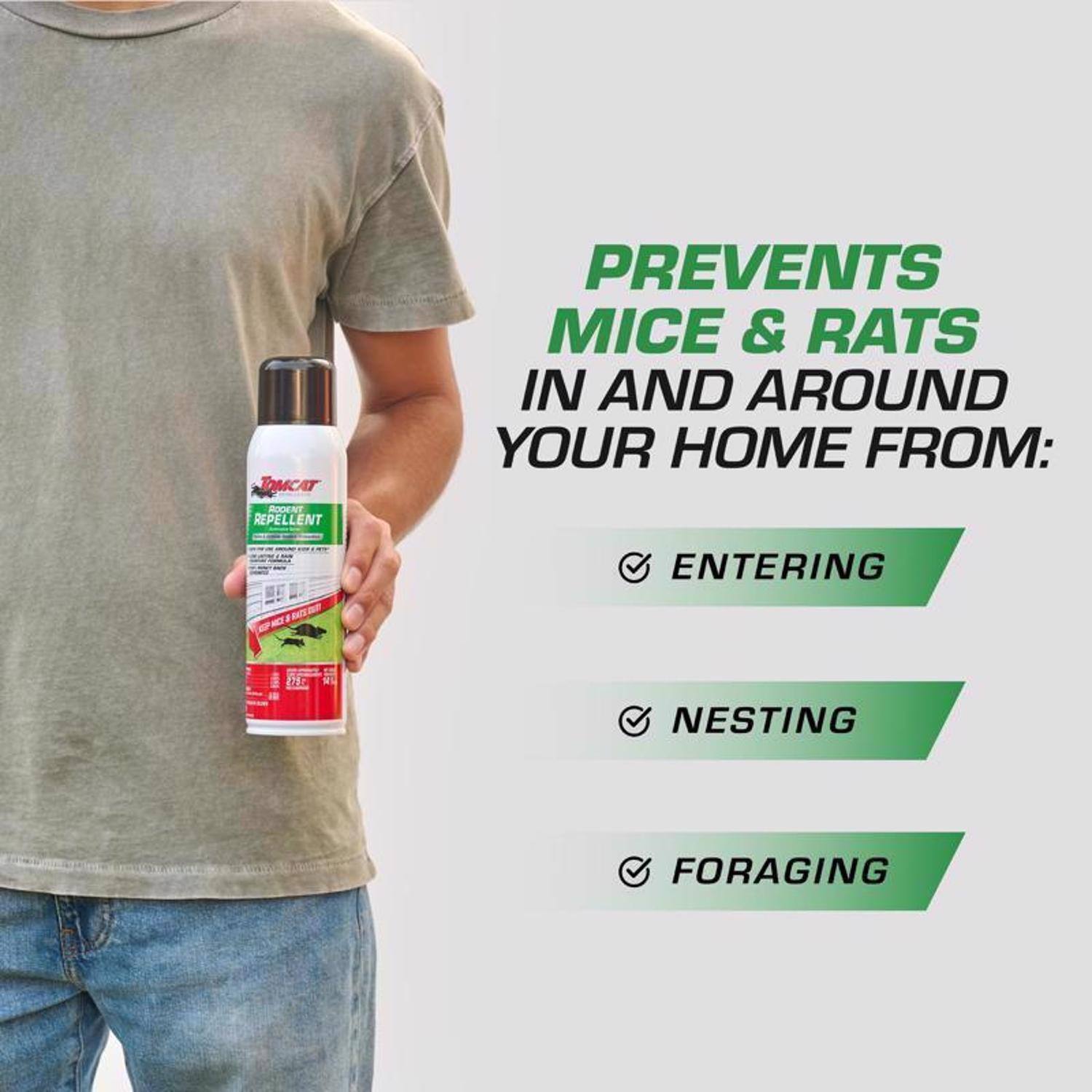 MCAT Rodent Repellent prevents mice & rats in and around your home from:

- Entering
- Nesting
- Foraging