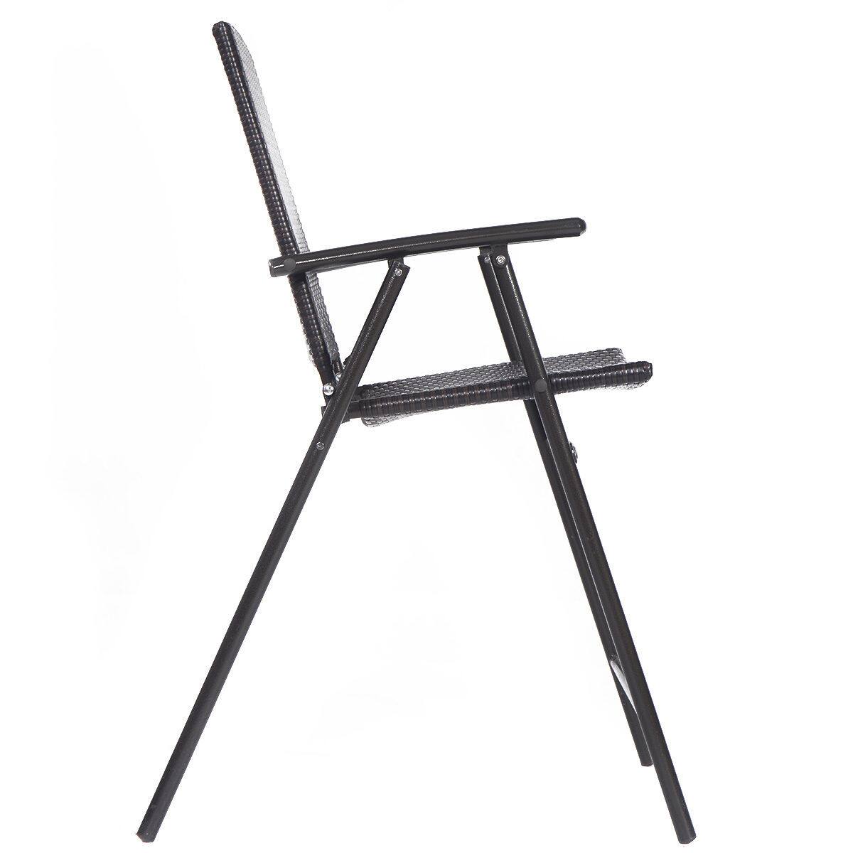 Alt View 5. Costway - Costway 4 PCS Folding Rattan Wicker Bar Stool Chair Indoor &Outdoor Furniture - Brown.