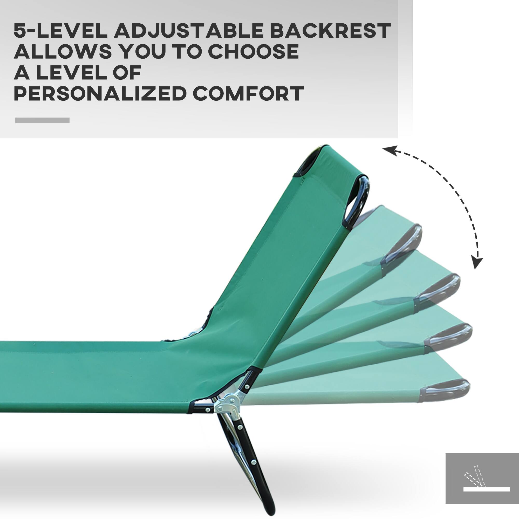 5-LEVEL ADJUSTABLE BACKREST
ALLOWS YOU TO CHOOSE A LEVEL OF PERSONALIZED COMFORT