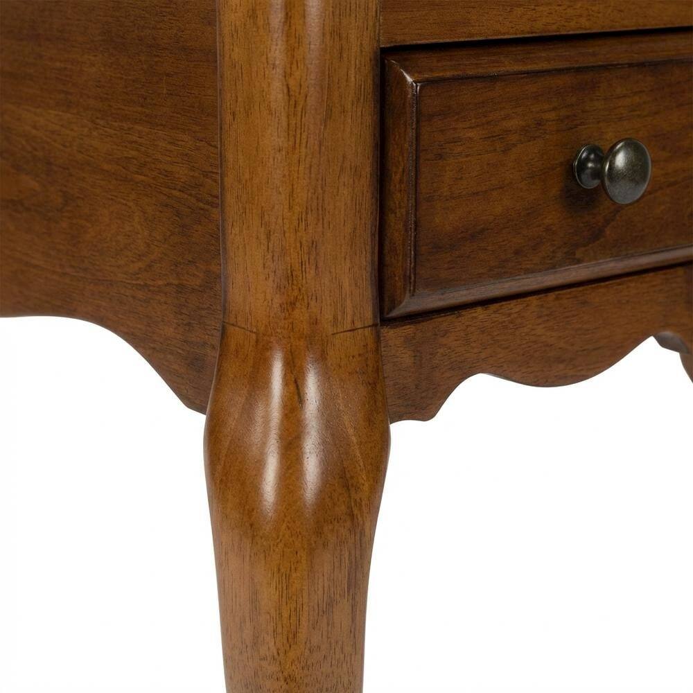 Alt View 2. Starlight Canyon Home - Chairside End Table with Drawer, Traditional Wood Side Table for Living Room - Medium Brown.