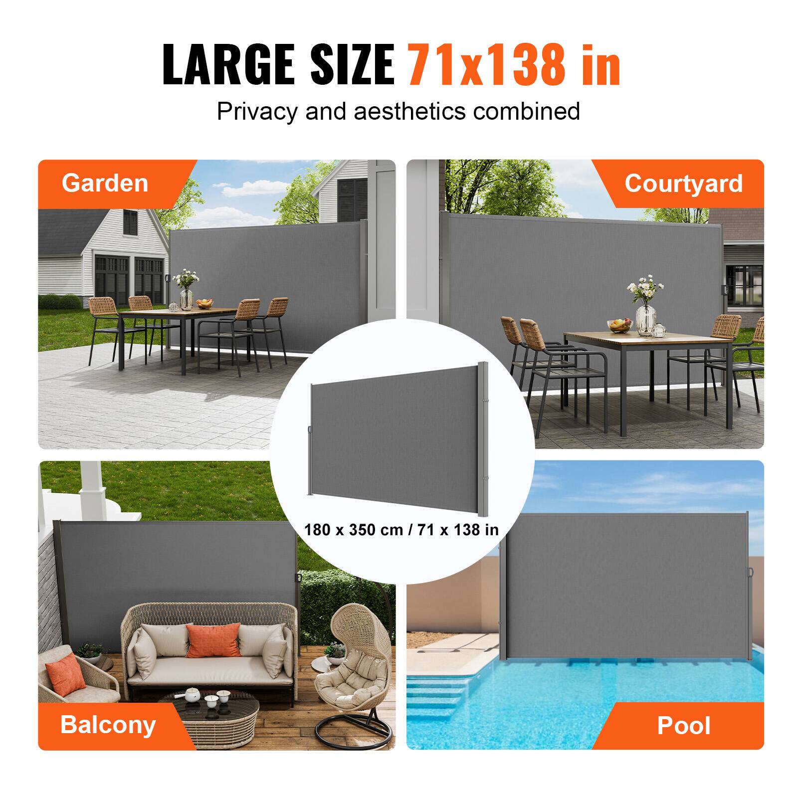 LARGE SIZE 71x138 in, Privacy and aesthetics combined, Garden, Courtyard, Balcony, Pool, 180 x 350 cm / 71 x 138 in