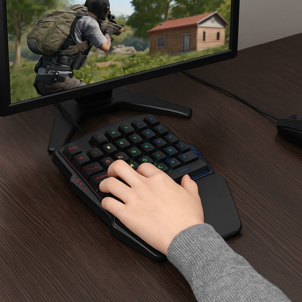 Left. Sanoxy - Sanoxy One-Hand Gaming Keyboard With Backlight 35 Keys Keyboard For Pc Computer Android Windows - Black.