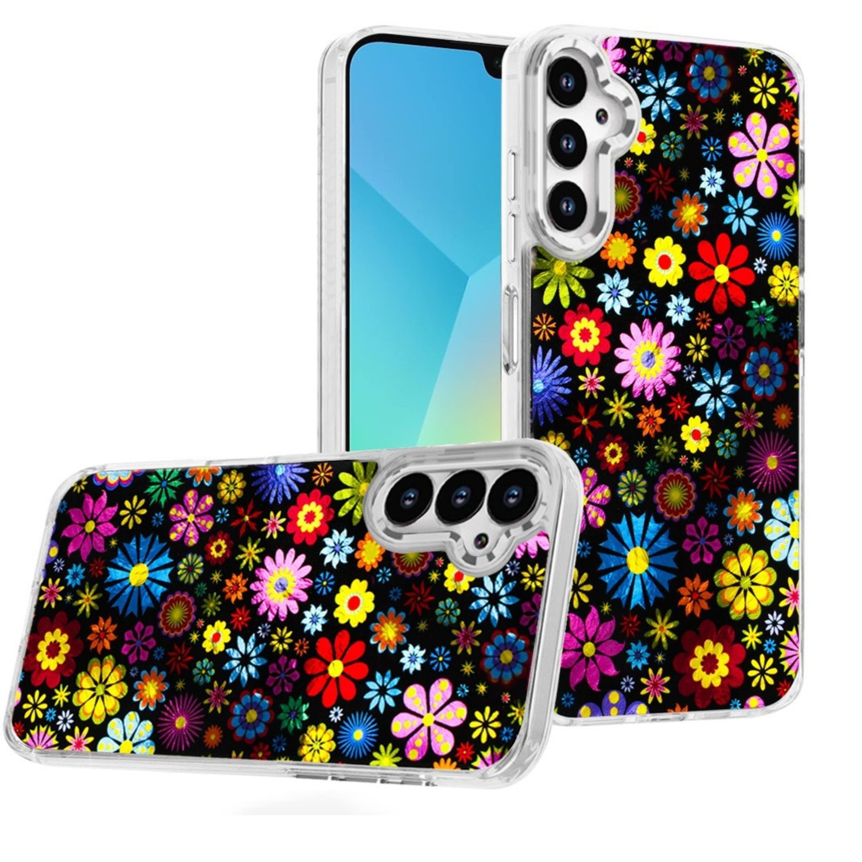 Front. Kitcheniva - Cute In Mold Design Phone Case With Metallic Buttons And Tempered Glass For Samsung A16 5G Multicolor - Multicolor.
