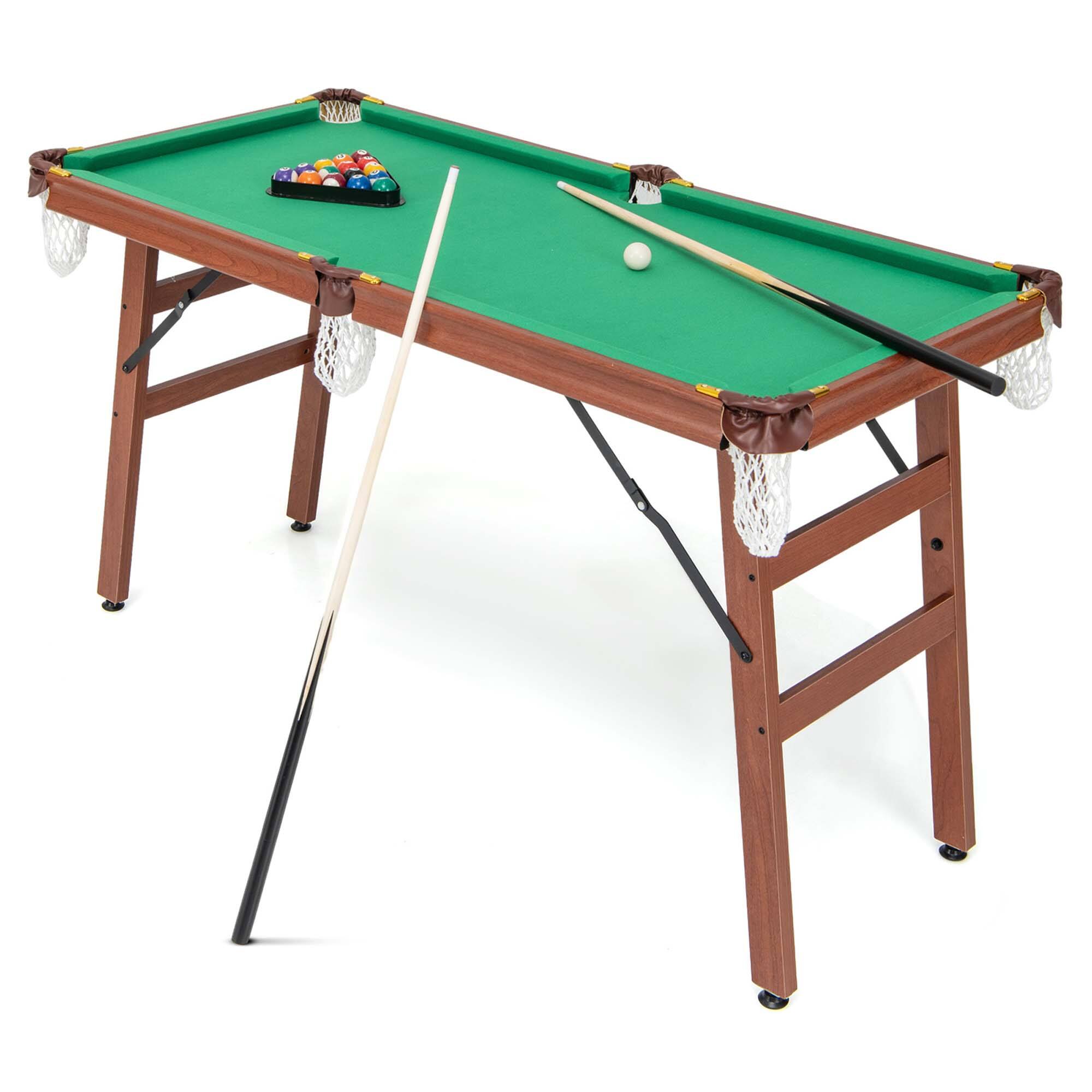 Metal multicolor pool set with billiard high quality ball, tripod and pool cues wall decor