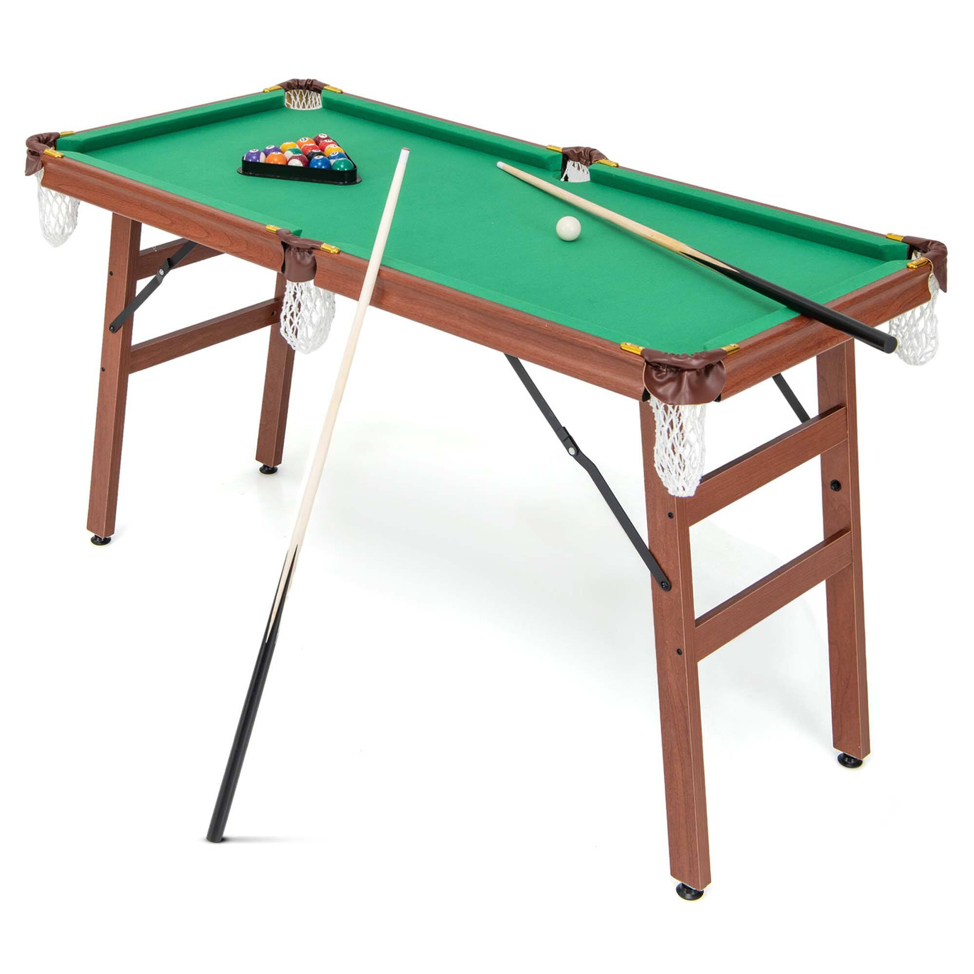 Alt View 18. Costway - Folding Pool Table Set with Foldable Legs Adjustable Foot Levelers 2 Cues 2 Chalks - Multi-Color.