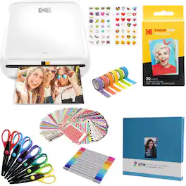 Kodak - Step Mobile Instant Photo Printer 2x3" & Scrapbook Bundle for iOS & Android - White
