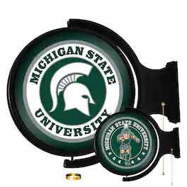 The Fan-Brand - Michigan State Spartans Mascot 21'' x 23'' Rotating Lighted Wall Sign - Multicolor
