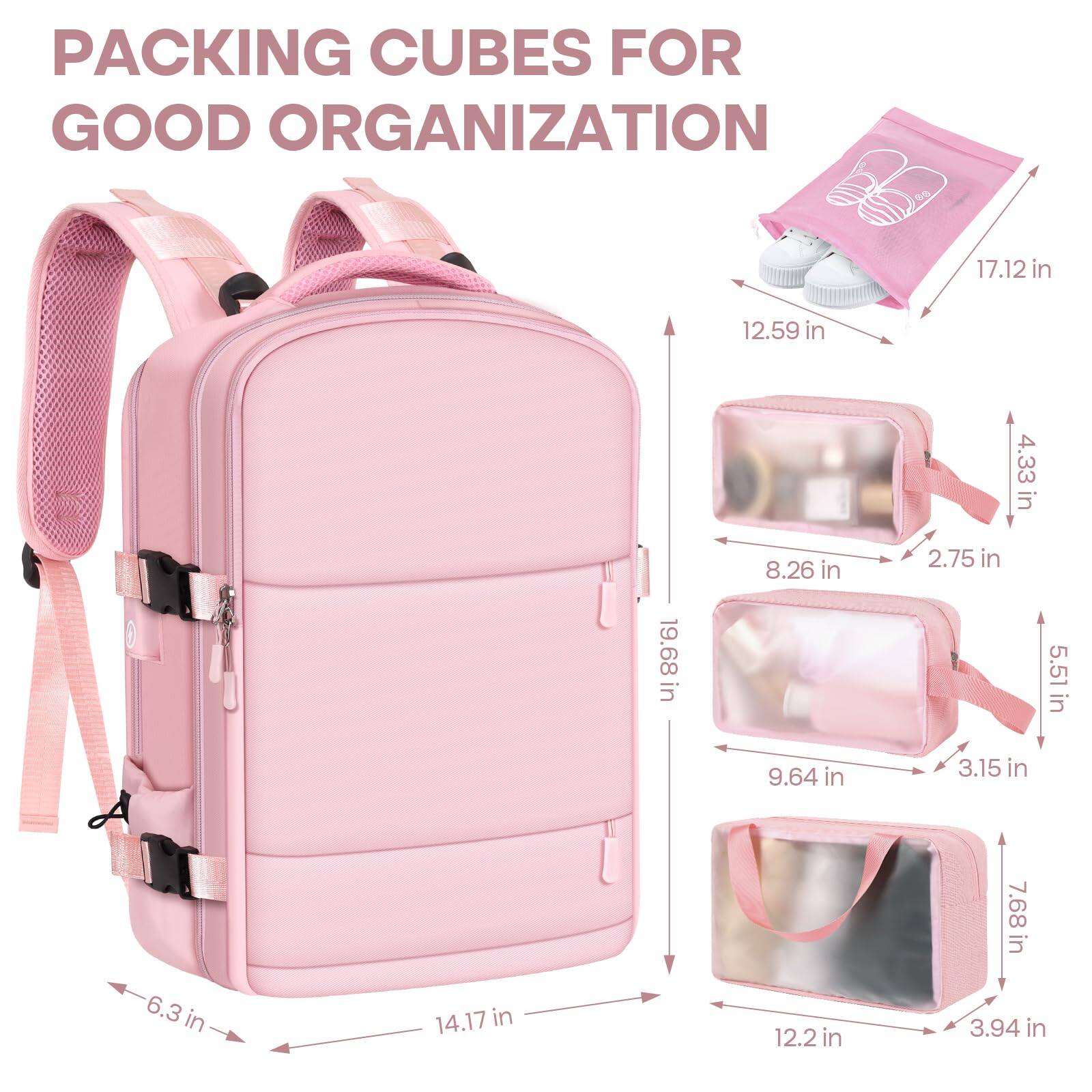 Packing Cubes for Good Organization

- 17.12 in x 12.59 in x 4.33 in
- 19.68 in x 9.64 in x 3.15 in
- 14.17 in x 12.2 in x 3.94 in
- 8.26 in x 5.51 in x 2.75 in