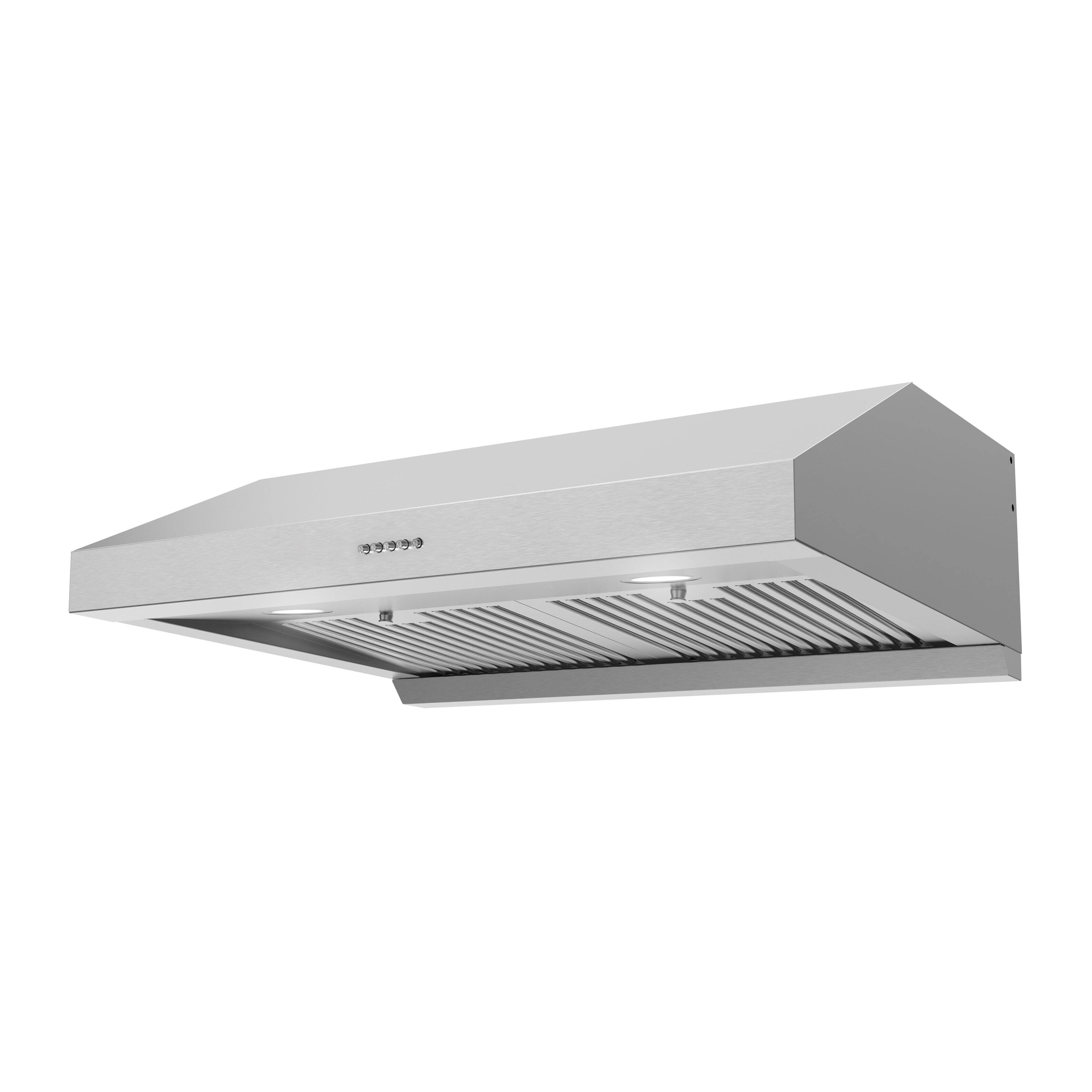 Alt View 2. Streamline - 30 in. Ampezzo Ducted Undermount 406 CFM Range Hood, Baffle Filters, Push Button Control, LED Lights - Brushed Stainless Steel.