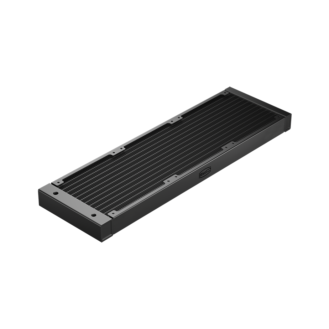 Back. PCCOOLER - DA360 Pro ARGB AIO CPU Liquid Cooler, 360mm Radiator, 300W TDP, 360° Rotatable Waterblock, Infinity Halo ARGB Effect - Black.
