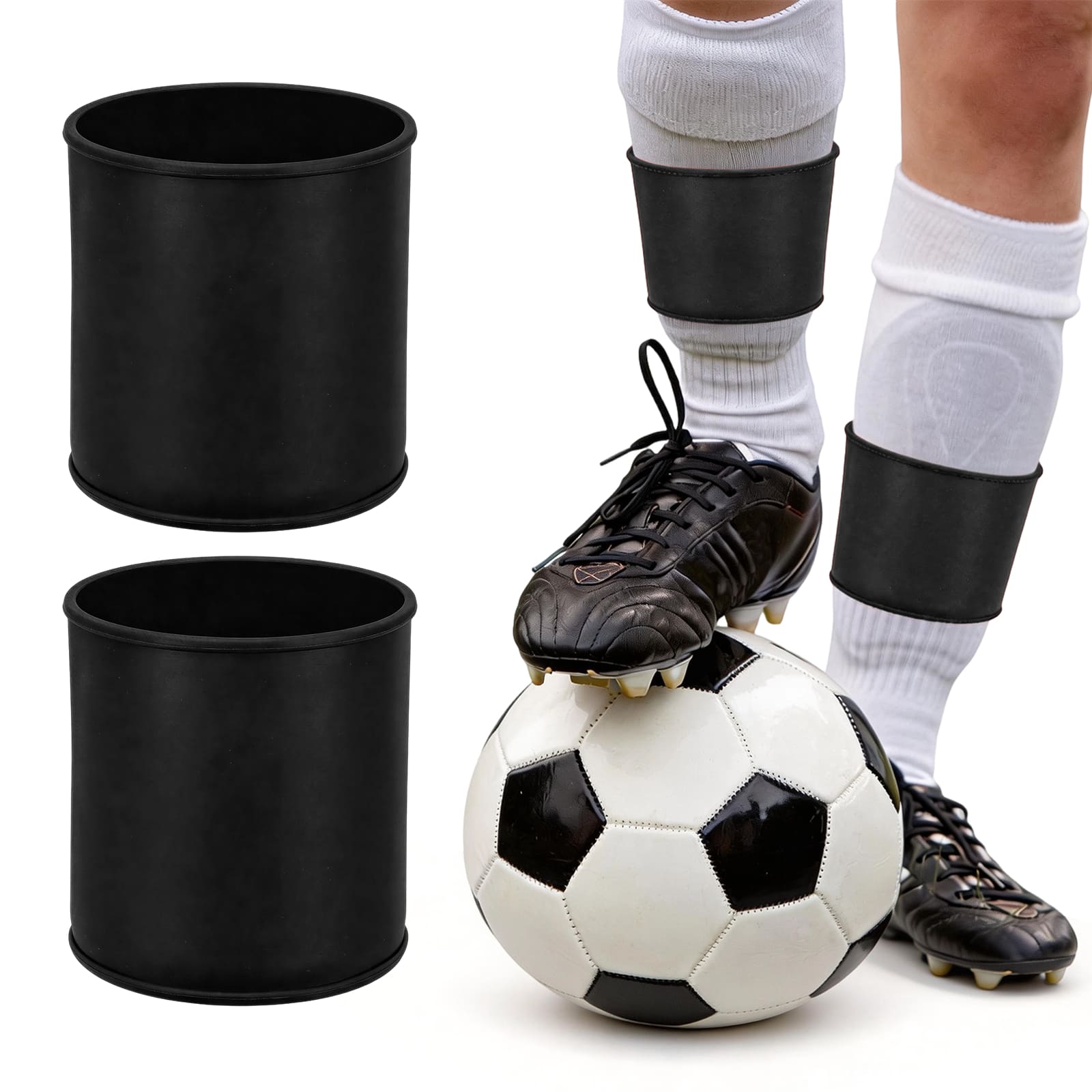 Unique Bargains - Silicone Soccer Leg Bands, Non-Slip Shin Guard Straps to Hold Guards Sleeves Sports Leg Band 1 Pair Size M - Black price history on PriceWatchPro