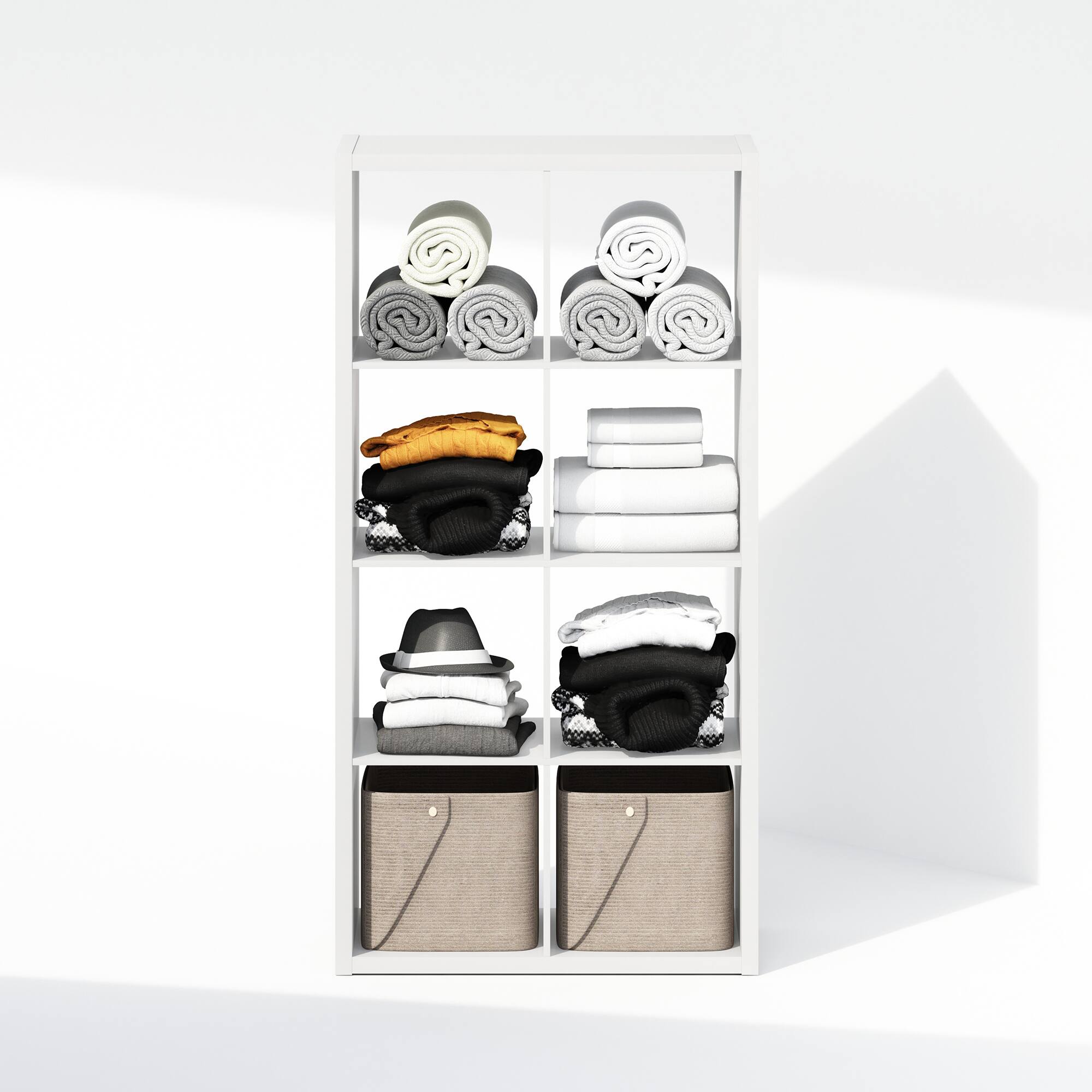 Alt View 4. Furinno - Cubic Open Back Multipurpose Clothing & Closet Storage Organizer Shelf, 8-Cube - White.