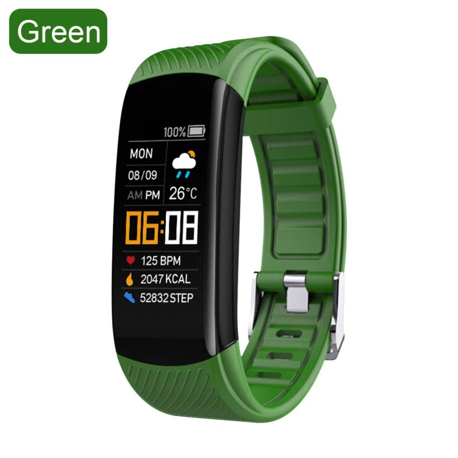 Green

MON 08/09  
AM PM 26°C  
06:08  
125 BPM  
2047 KCAL  
52832 STEP