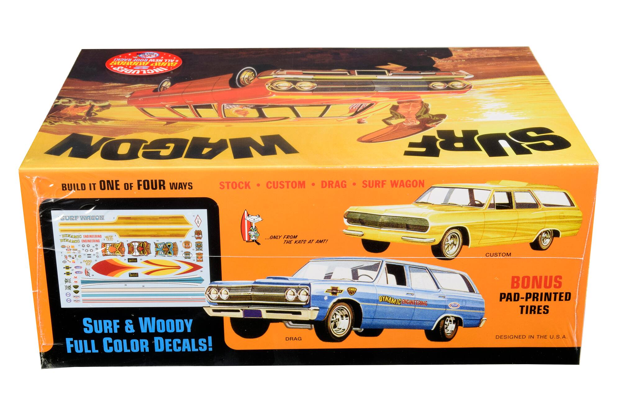 Sure, here is the corrected and grouped text from the image:

---

**AMT**

**SURF WAGON**

**BUILD IT ONE OF FOUR WAYS**

- STOCK
- CUSTOM
- DRAG
- SURF WAGON

**SURF & WOODY FULL COLOR DECALS!**

**BONUS PAD-PRINTED TIRES**

**DESIGNED IN THE U.S.A.**

**ONLY FROM THE KATS AT AMT!**

**DYNAMIC ENGINEERING**

**BONUS PAD-PRINTED TIRES**

**SURF WAGON**

**DYNAMIC ENGINEERING**

**DYNAMIC ENGINEERING**

**DYNAMIC ENGINEERING**

**DYNAMIC ENGINEERING**

**DYNAMIC ENGINEERING**

**DYNAMIC ENGINEERING**

**DYNAMIC ENGINEERING**

**DYNAMIC ENGINEERING**

**DYNAMIC ENGINEERING**

**DYNAMIC ENGINEERING**

**DYNAMIC ENGINEERING**

**DYNAMIC ENGINEERING**

**DYNAMIC ENGINEERING**

**DYNAMIC ENGINEERING**

**DYNAMIC ENGINEERING**

**DYNAMIC ENGINEERING**

**DYNAMIC ENGINEERING**

**DYNAMIC ENGINEERING**

**DYNAMIC ENGINEERING**

**DYNAMIC ENGINEERING**

**DYNAMIC ENGINEERING**

**DYNAMIC ENGINEERING**

**DYNAMIC ENGINEERING**

**DYNAMIC