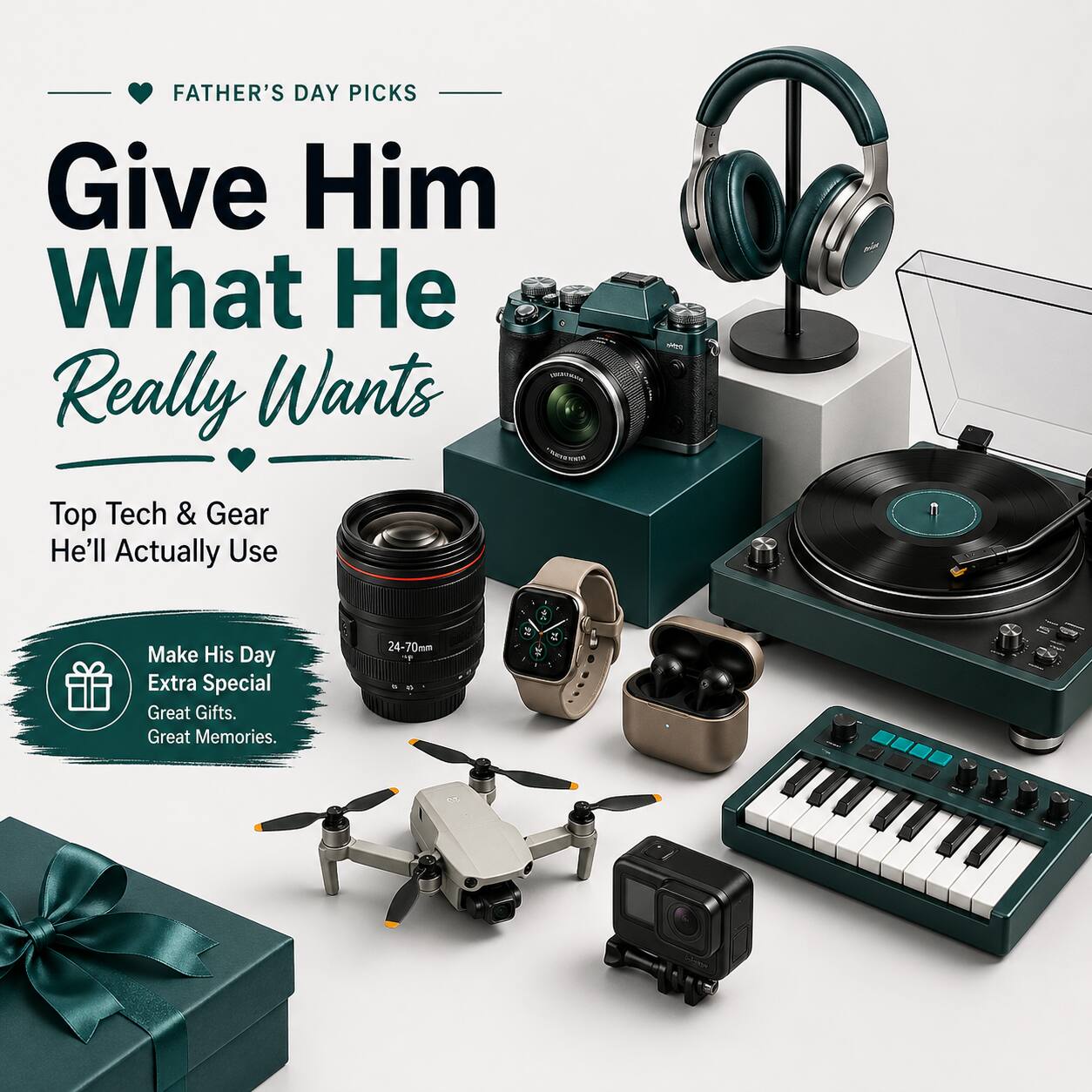 FATHER'S DAY PICKS

Give Him What He Really Wants

Top Tech & Gear He'll Actually Use

Make His Day Extra Special
Great Gifts. Great Memories.

24-70mm