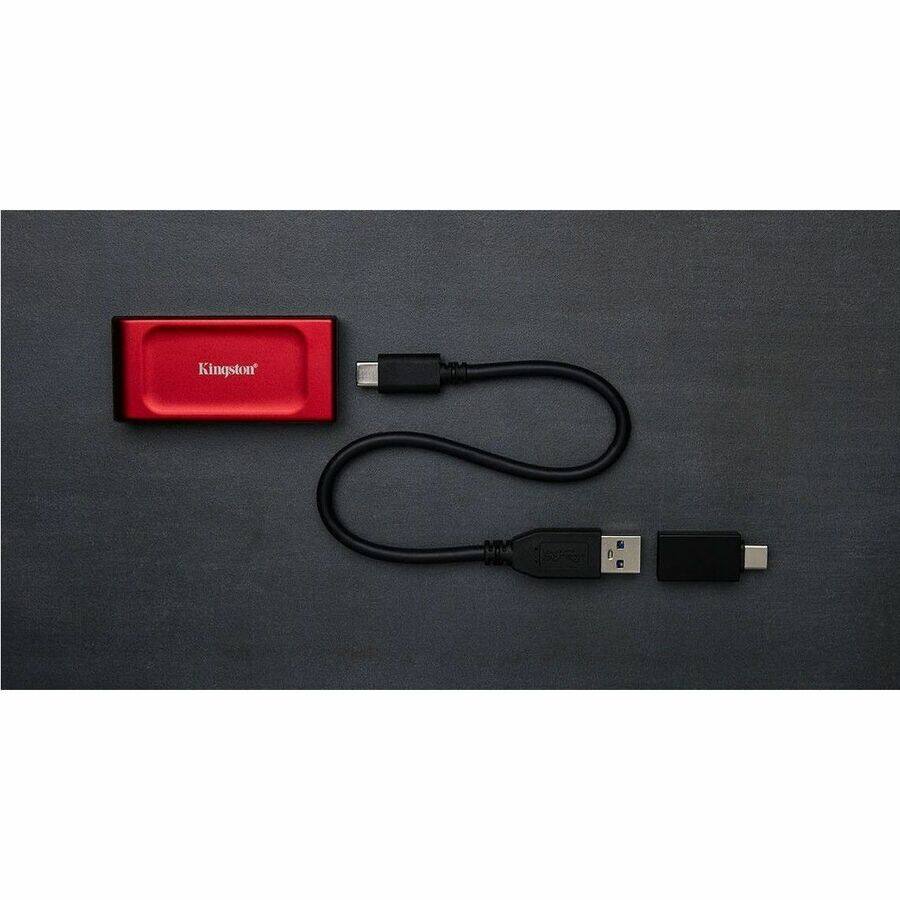 Alt View 1. Kingston - Kingston XS1000 2 TB Portable Solid State Drive - External - Red - Storage System Device Supported - USB 3.2 (Gen 2) - Red.