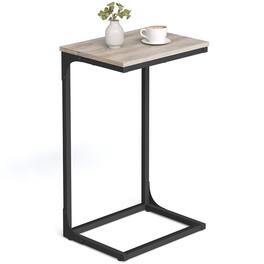Songmics Home - C-Shaped Side Table, Bedside Table, Sofa Side Table, with Metal Frame, Industrial, for Living Room, Bedroom - Greige and Black