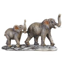 FC Design - 9.75"W Elephant Mother and Baby with Trunk Up Figurine Statue Office Desk Tabletop Home Decor Gift - Multi-Color