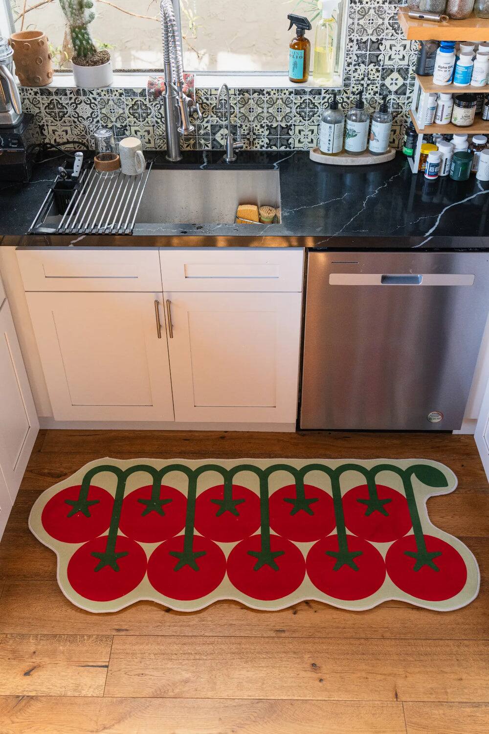 Back. Lanyspace - 2'x5' Runner Rug, Washable Rugs, Non-Slip and Tear-Resistant Soft Carpet, Pet & Child Friendly Irregular Tomato Rug - Multicolor.