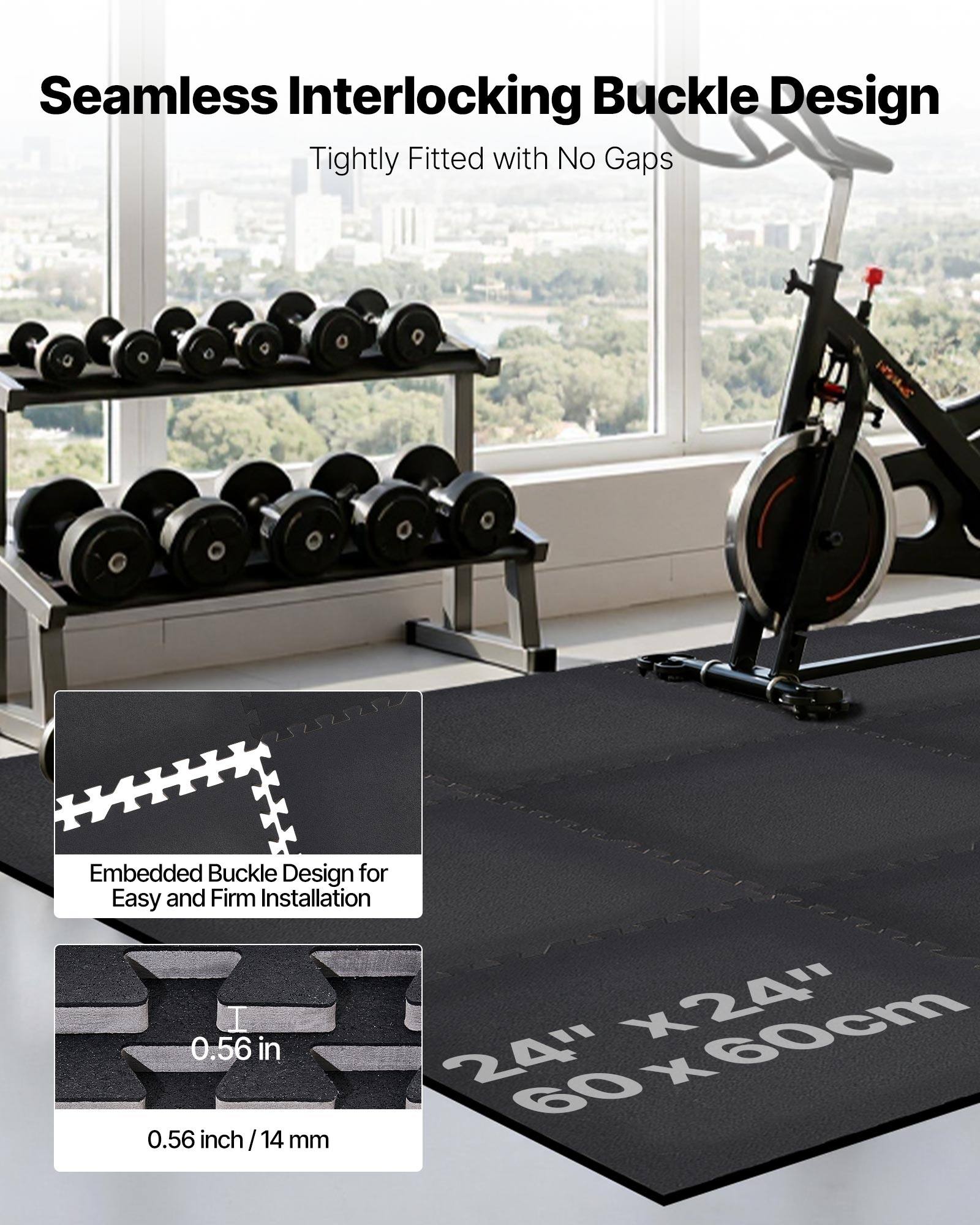 Seamless Interlocking Buckle Design  
Tightly Fitted with No Gaps  

Embedded Buckle Design for Easy and Firm Installation  

0.56 in / 14 mm  

24" x 24"  
60 x 60 cm