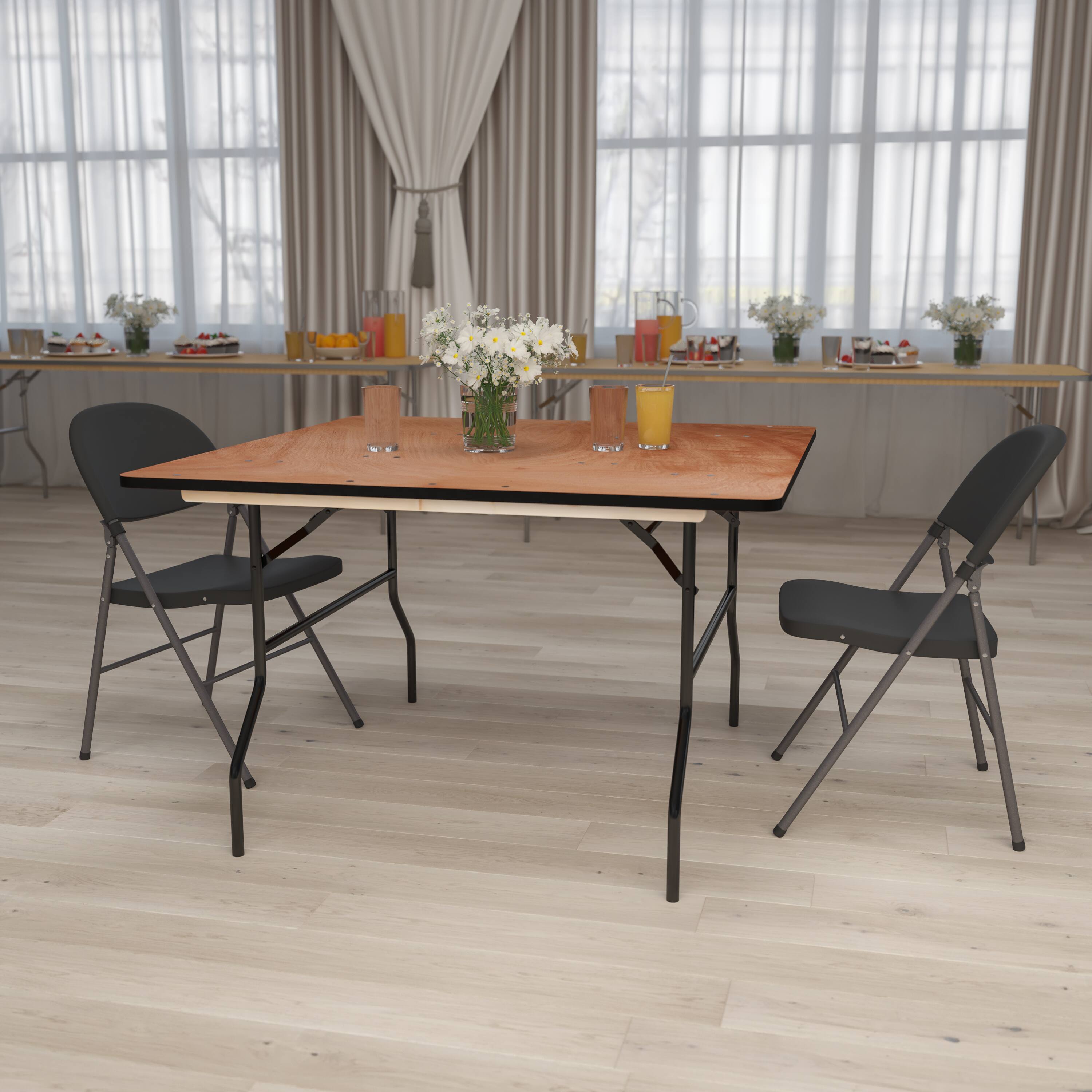 Alt View 11. Alamont Home - Gerry 4-Foot Square Wood Folding Banquet Table - Event & Catering Table - Natural.