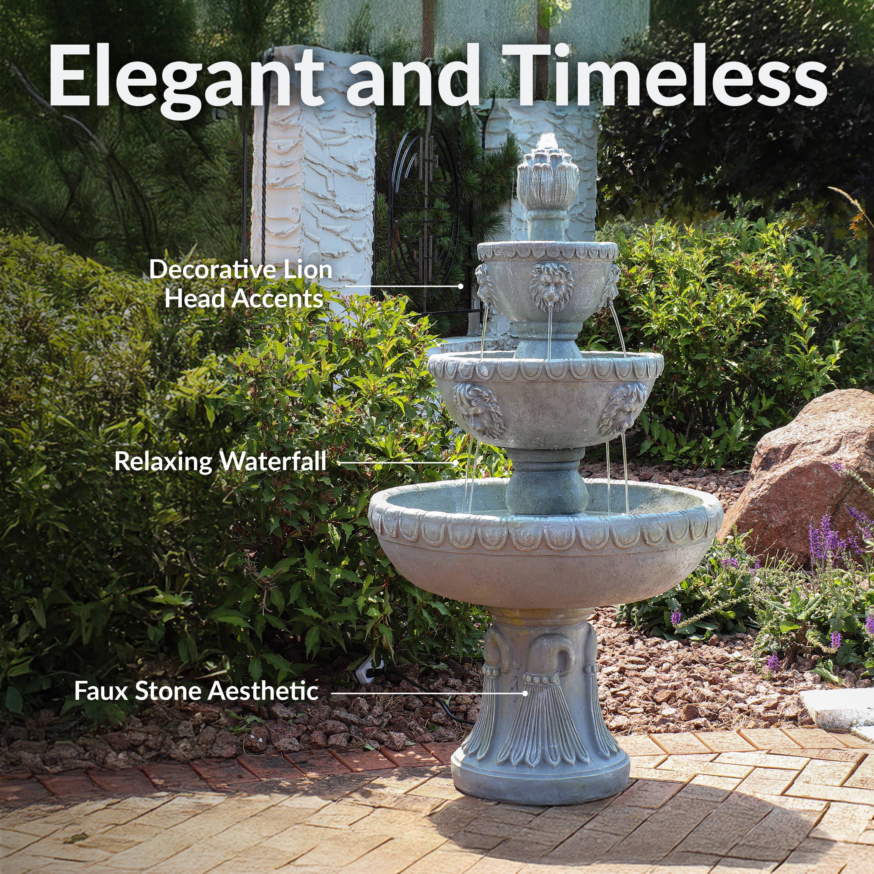 Elegant and Timeless

Decorative Lion Head Accents

Relaxing Waterfall

Faux Stone Aesthetic