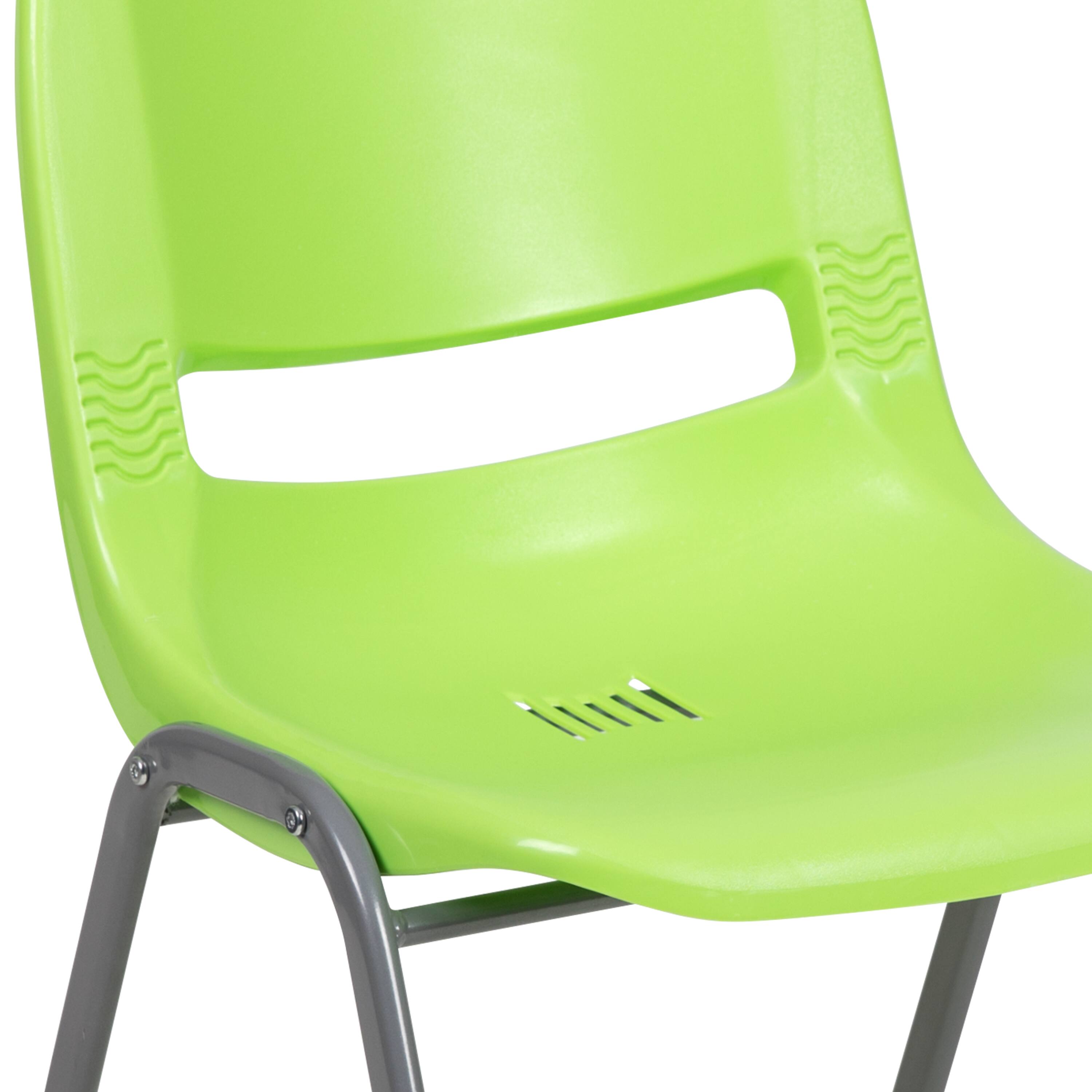 Alt View 10. Emma + Oliver - Ergonomic Shell Student Stack Chair - Classroom Chair / Office Guest Chair - Green.