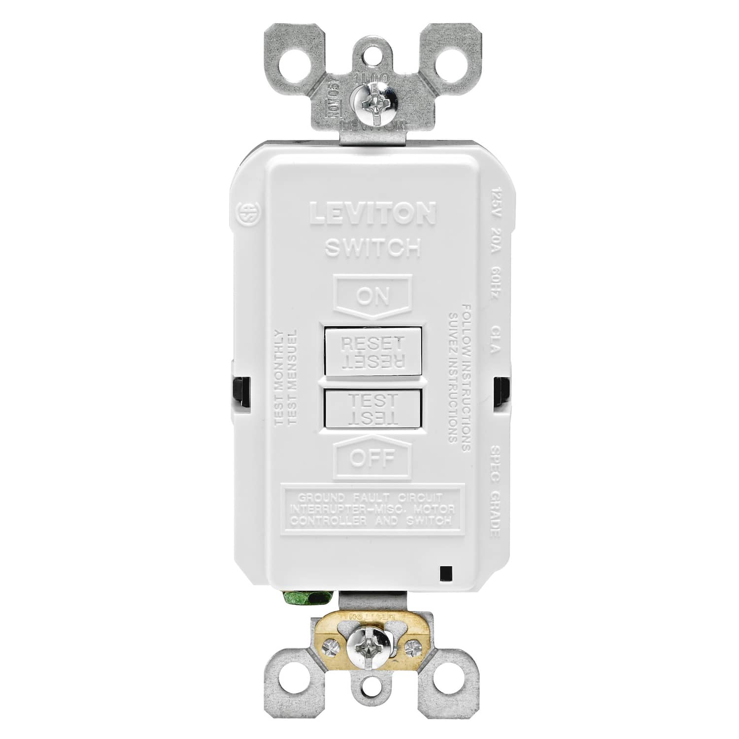 Leviton - SmartlockPro 20 amps 125 V Duplex GFCI Outlet 5-20R 1 pk - White