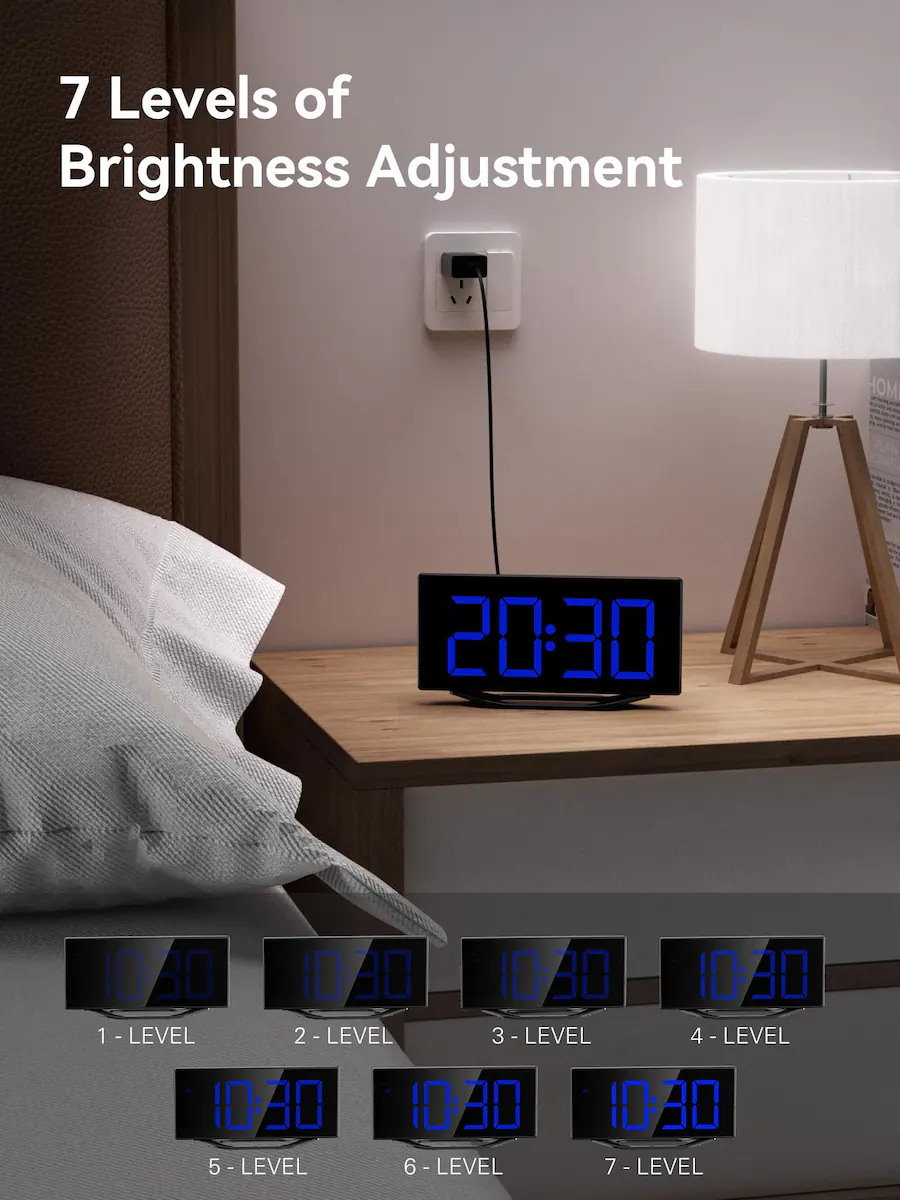 Automatic Clock Plug In Dazzed Corner Digital Alarm Clock, Plug In Electric Desk Clock with ...