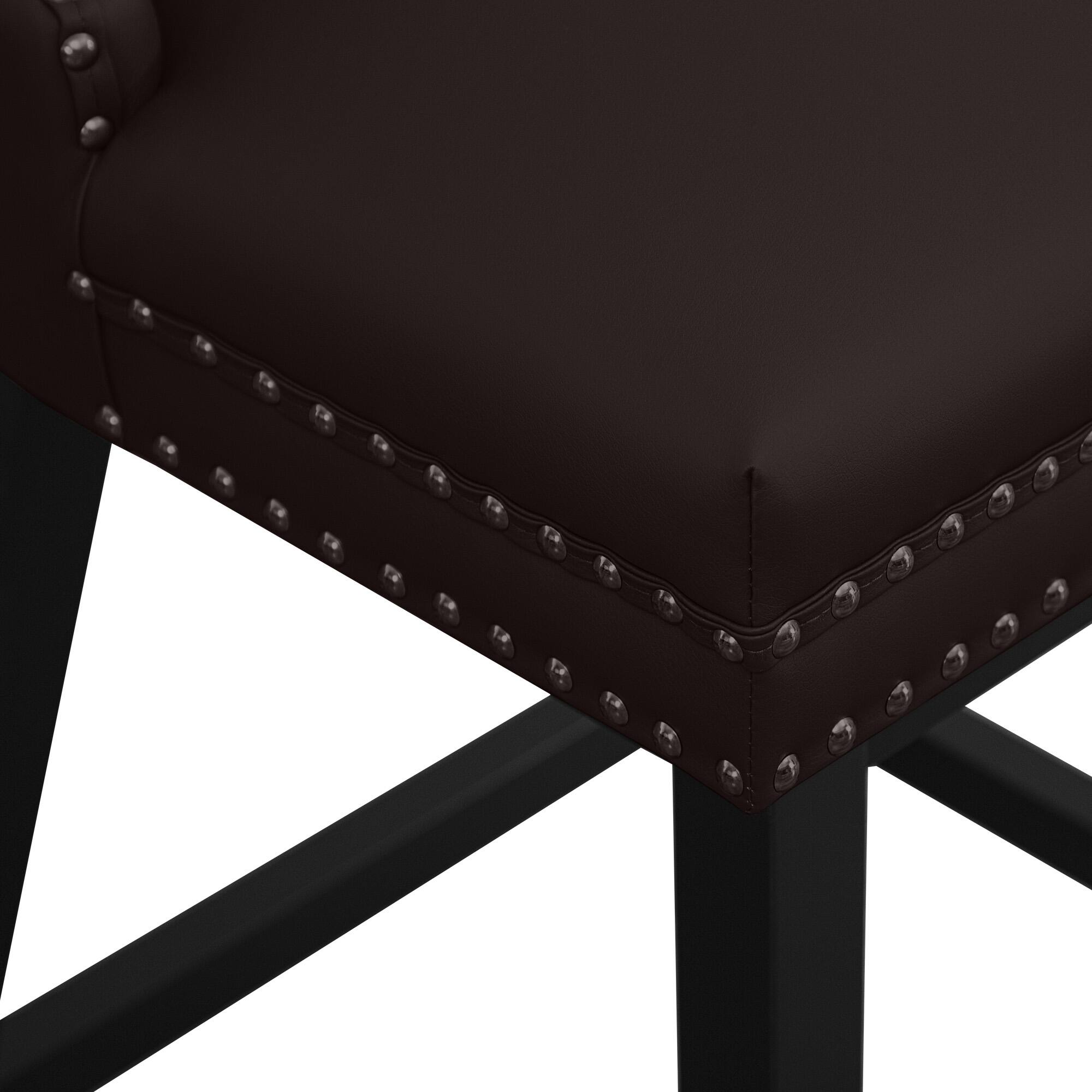 Alt View 1. KERDOM - Swivel Bar Stools with Backs, 26" Counter Barstools Set of 2, PU Leather Upholstered Kitchen Island Chairs for Home Bar - Brown.