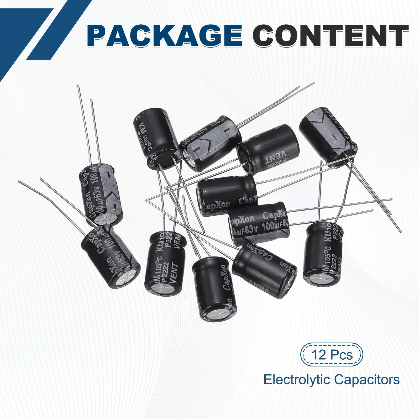 PACKAGE CONTENT

100 KM105C 2000 VEGiIUO Kc VENT EECC Cap 100F CapXon 00F63V CapXon Cap 002563 pX on 100F6 uF63V CapXo 100F63 KM1o P222 VEN F63V CapXon pXon M105C 2222 VENT apon Xon VENT Son  KM10 P222 VEA KM105C R2222 VENT

12 Pcs Electrolytic Capacitors
