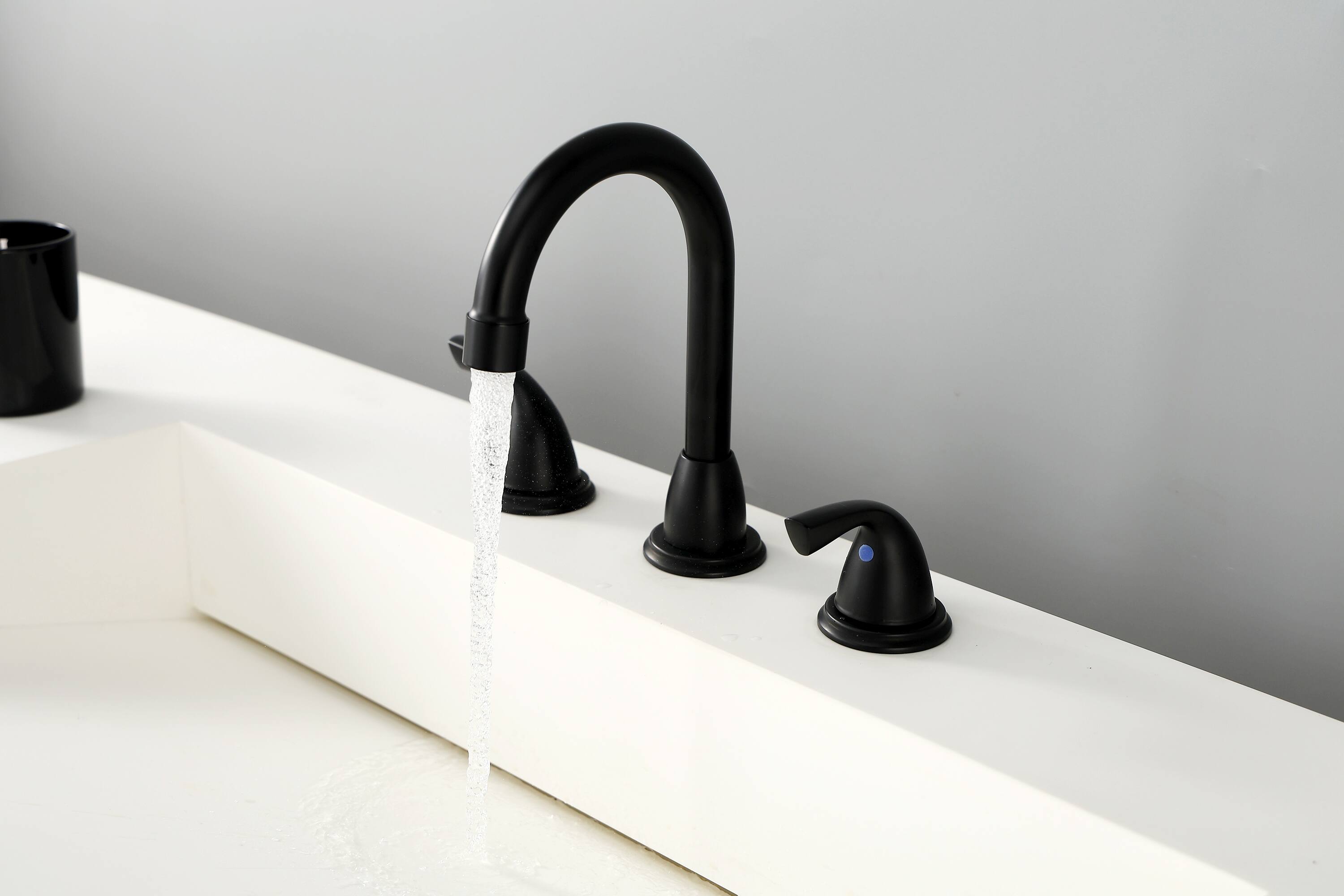 Alt View 2. Bothwa Home - Bothwa Home Bathroom Faucet For bathroom Sink  With Two Handles And Supply Lines - Matt black.