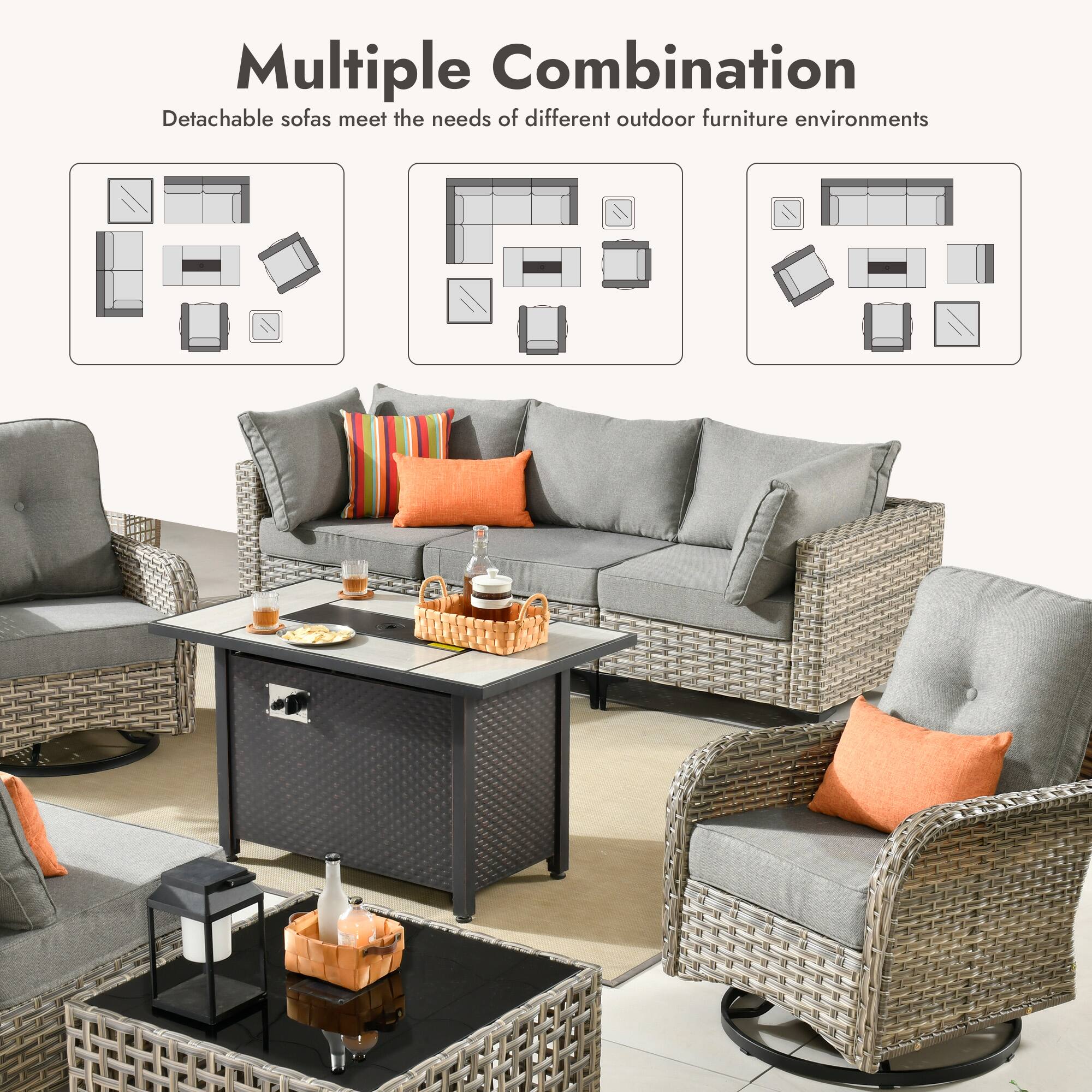 Multiple Combination  
Detachable sofas meet the needs of different outdoor furniture environments
