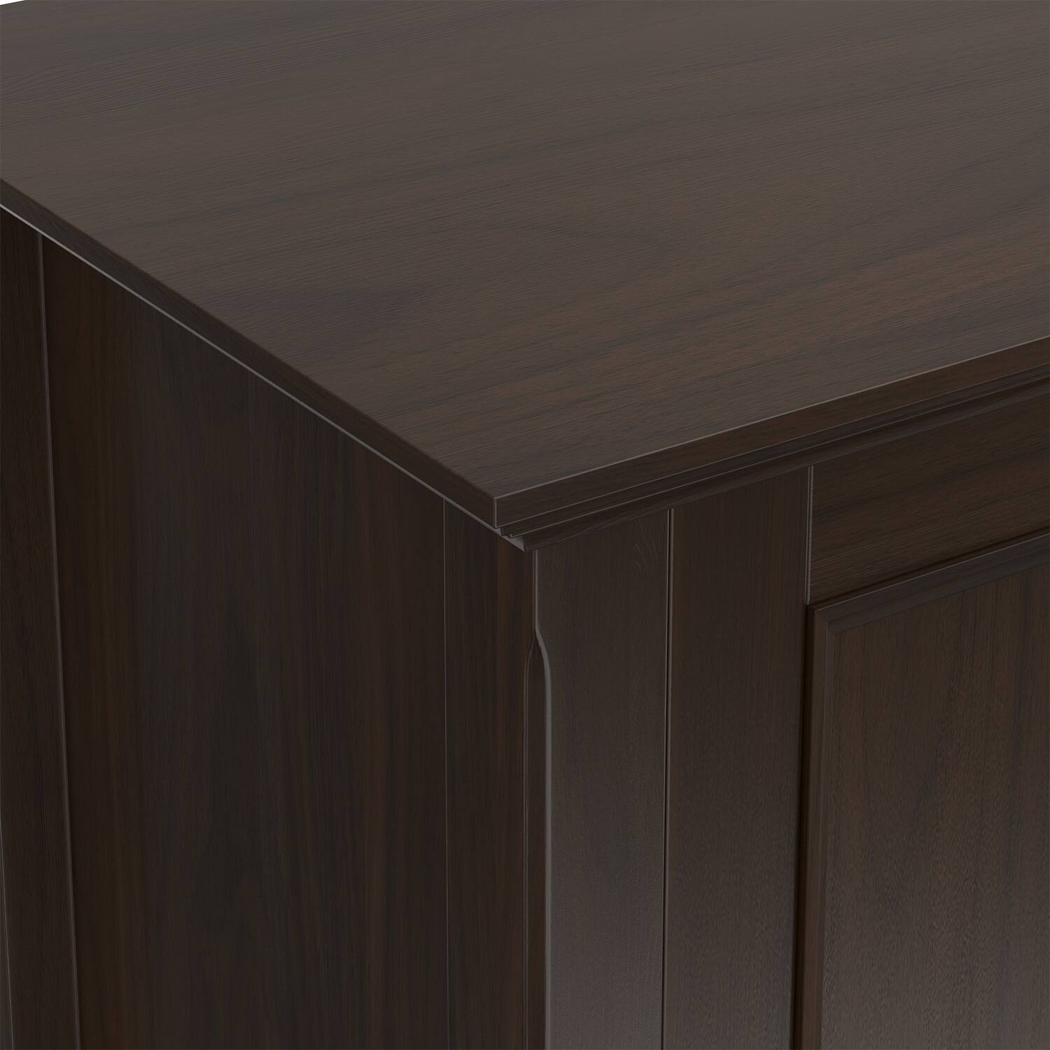 Alt View 3. Simpli Home - Simpli Home Amherst 84 inch Wide Solid Wood Transitional TV Stand in Brunette Brown/Bronze - Brunette Brown.