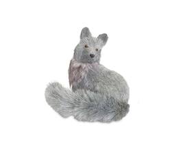 Diva At Home - Glittered Fox Christmas Figurine - 8.75" - Light Gray - Silver