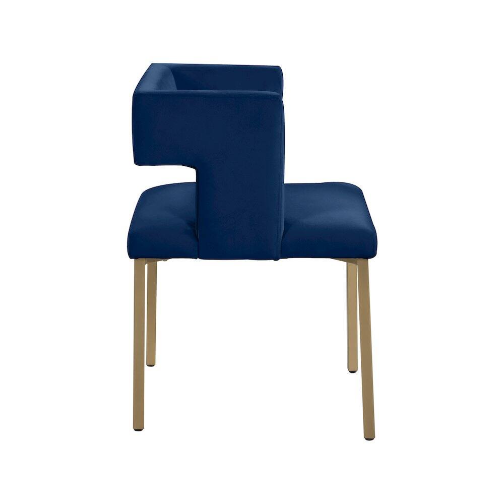 Meridian Furniture - Caleb Navy Velvet Dining Chair, Set of 2 - Blue - Thumbnail 3