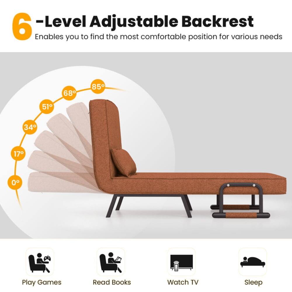 6-Level Adjustable Backrest  
Enables you to find the most comfortable position for various needs

68° 85° 51° 34° 17° 0°

Play Games  
Read Books  
Watch TV  
Sleep