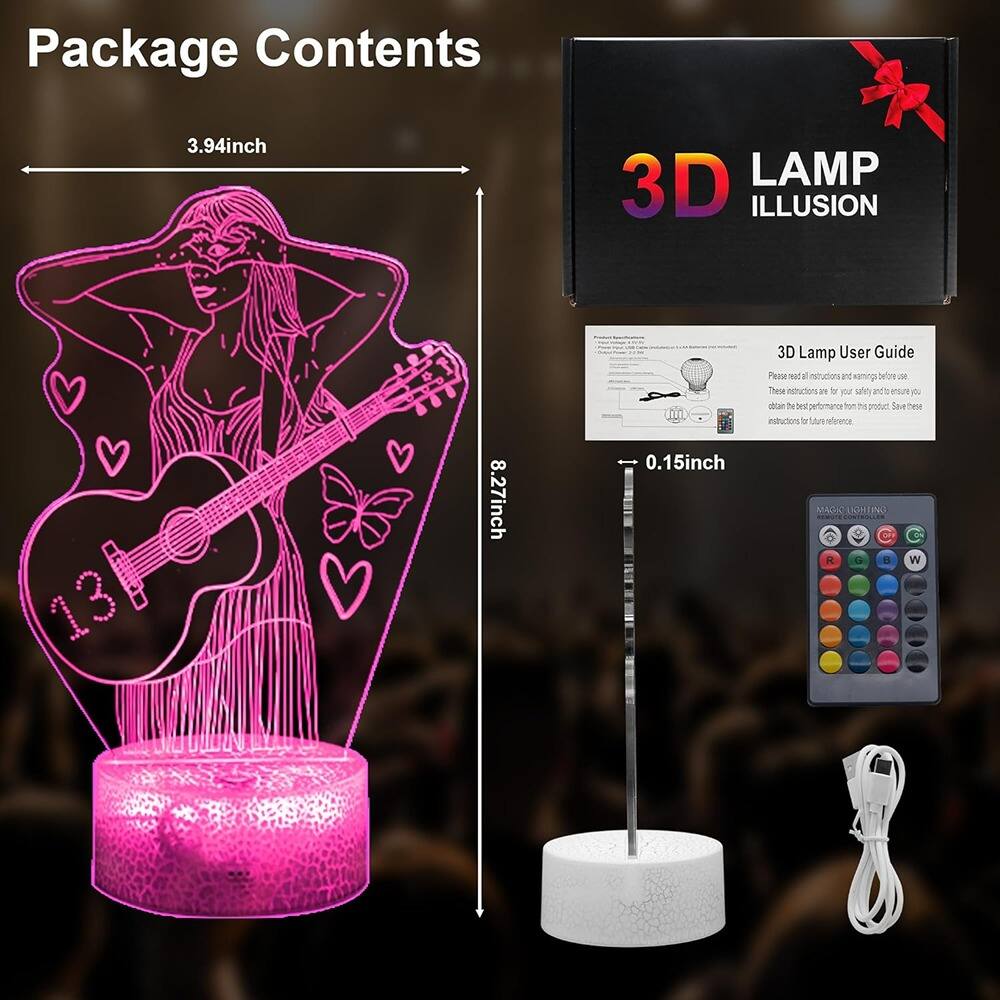 Package Contents

- 3.94inch 3D LAMP ILLUSION
- 8.27inch
- 0.15inch
- 3D Lamp User Guide
- Remote Control
- Power Adapter