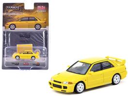 Tarmac Works - Mitsubishi Lancer GSR Evolution III RHD (Right Hand Drive) with Tarmac Cards Global64 Series 1/64 Diecast Model - Yellow
