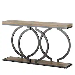 Kadyn - Entryway Table, Console Sofa Table,55" Console Table, Narrow Entryway Sofa Table with Geometric Metal Frame - Gray