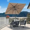 Front. PURPLE LEAF - 6.5 ft. Square Patio Market Umbrella with Base Outdoor Table Umbrella Tilt Aluminum Frame Sun Shade for Garden Deck Pool - Taupe.