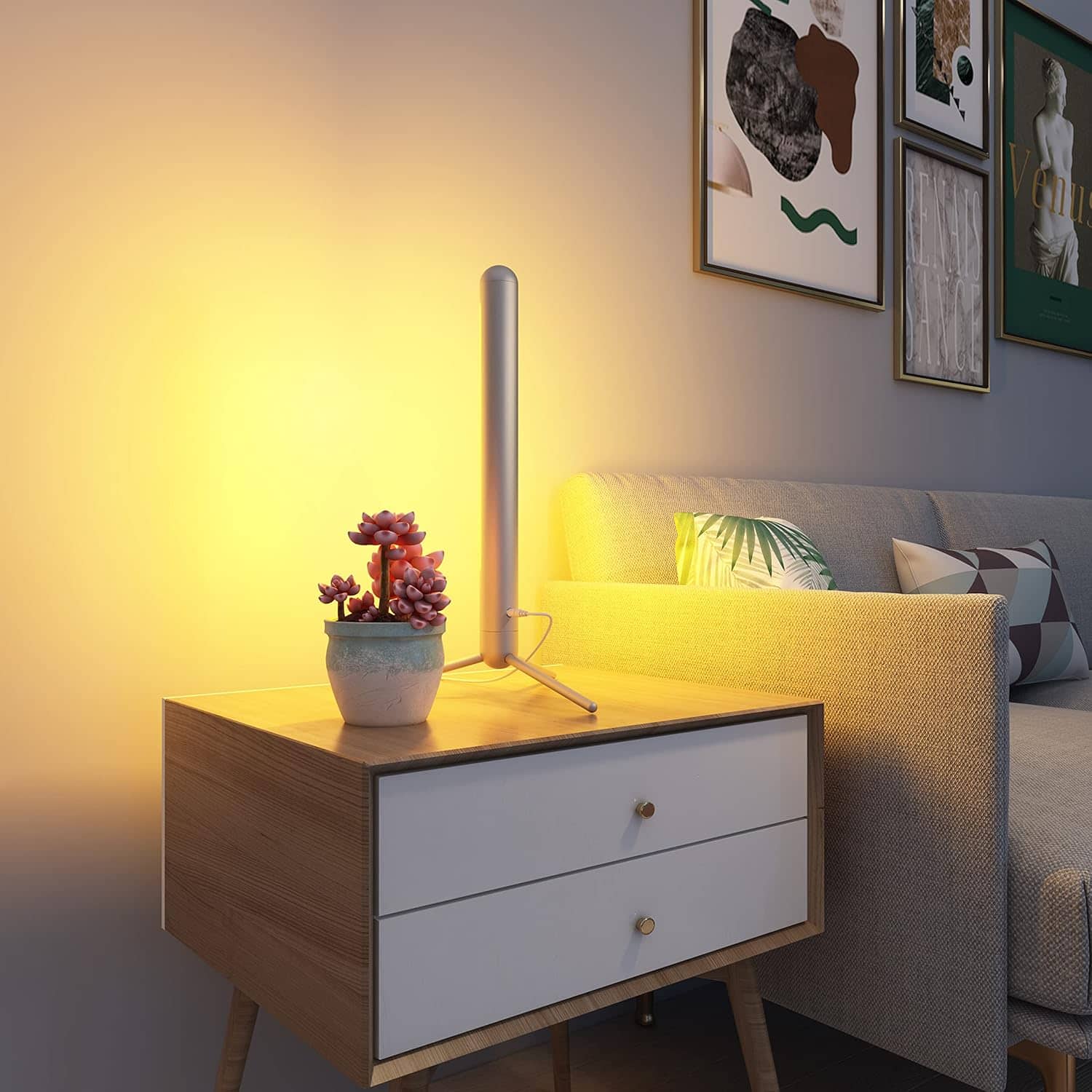 The Best Inks - White Table Lamp Lamp Smart Adjustable Bedside Bedroom backlights Gaming Multi Color Compatible - Silver