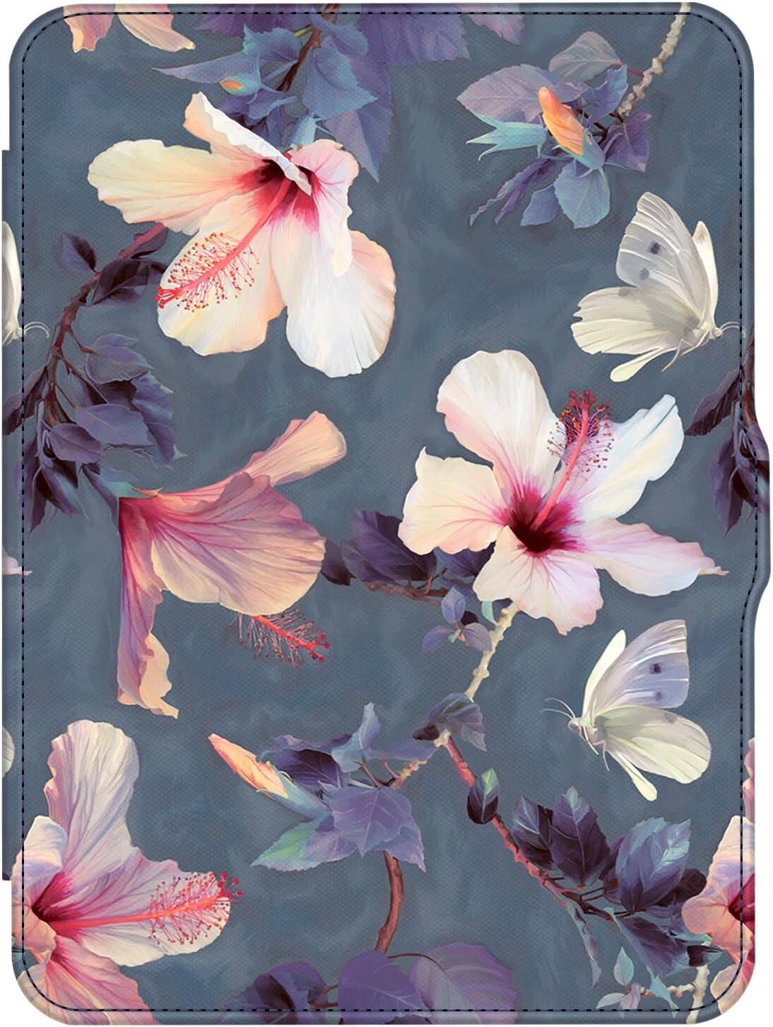 Alt View 5. Fintie - Case for 7" Kindle Paperwhite 12th Gen 2024 & Kindle Colorsoft Lightweight Slim Hard Back Shell Cover w/Hand Strap - Blooming Hibiscus.