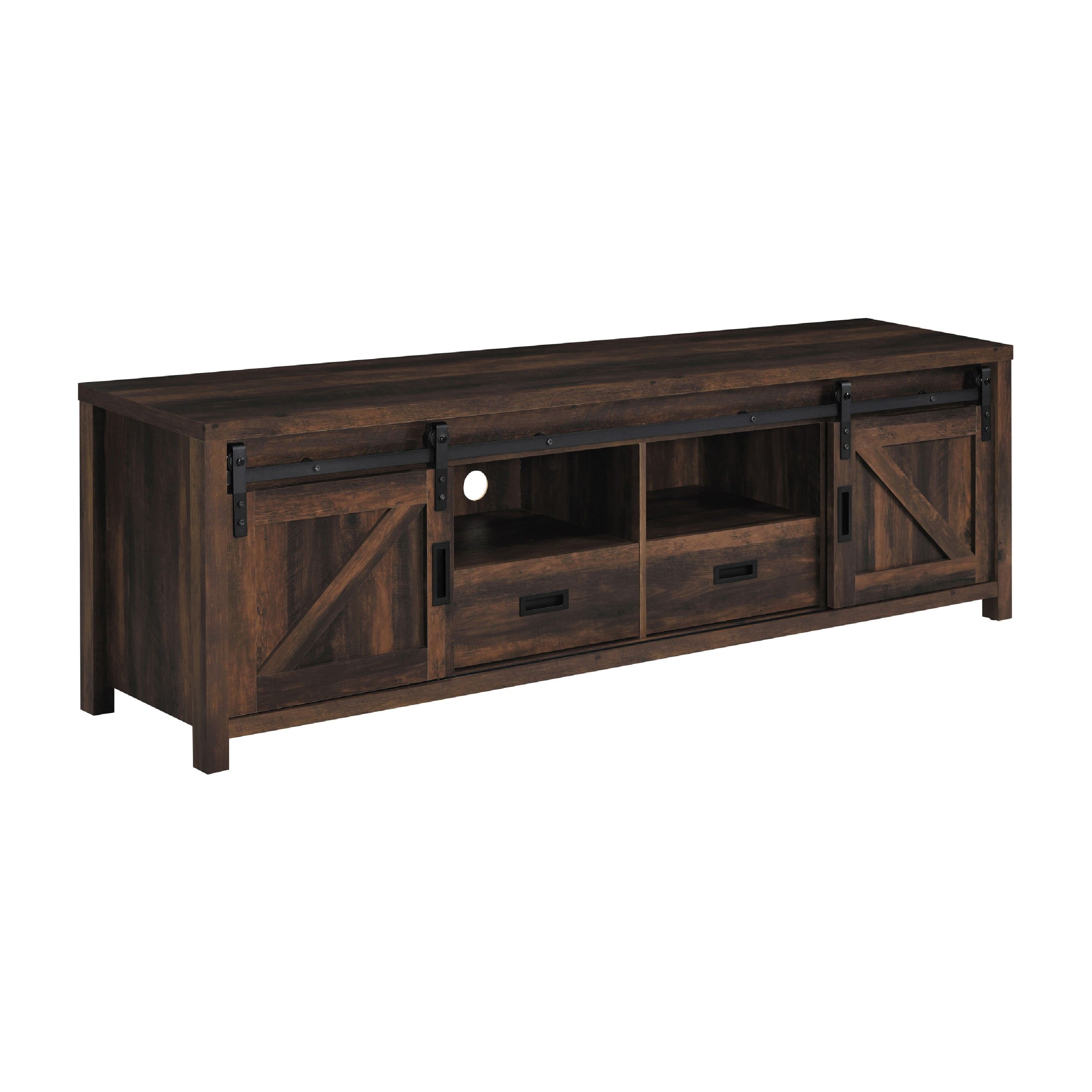 Manhattan Lane - Sem 79 Inch TV Media Entertainment Console, 2 Drawers - Brown, Black
