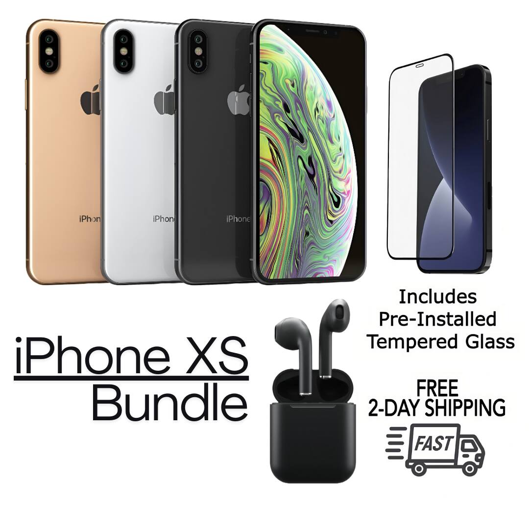 iPhone XS Bundle  
Includes Pre-Installed Tempered Glass  
FREE 2-DAY SHIPPING  
FAST