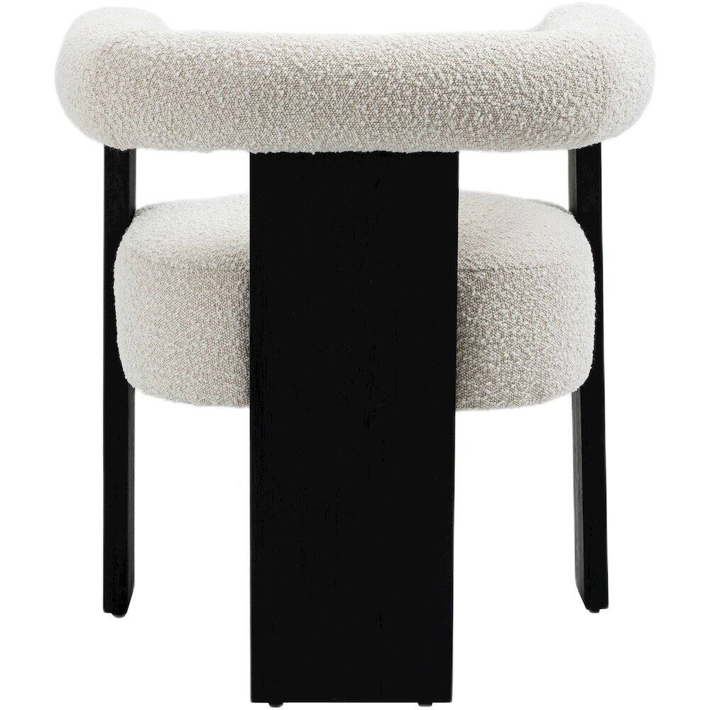 Alt View 1. Meridian Furniture - Barrel Cream Boucle Fabric Dining Chair - Beige.