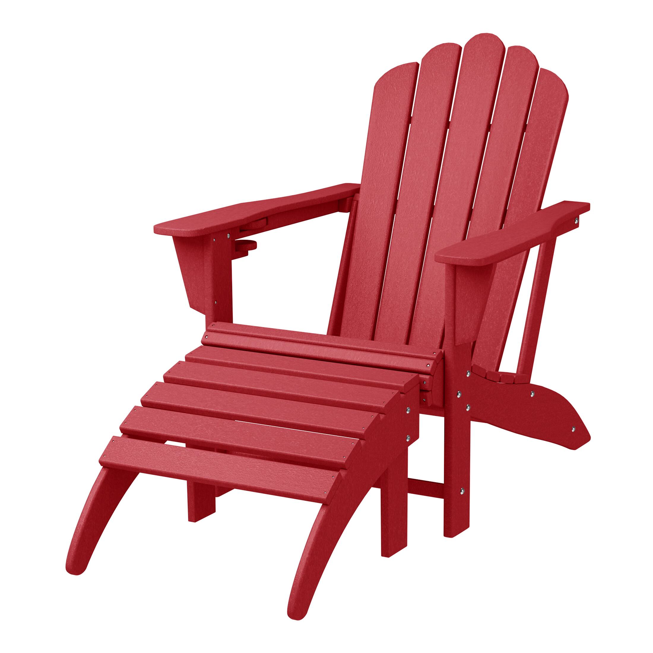 WestinTrends - Highland 2-Piece Outdoor Patio HDPE Adirondack Chair With Ottoman and Cup Holder Set - Red price history on PriceWatchPro